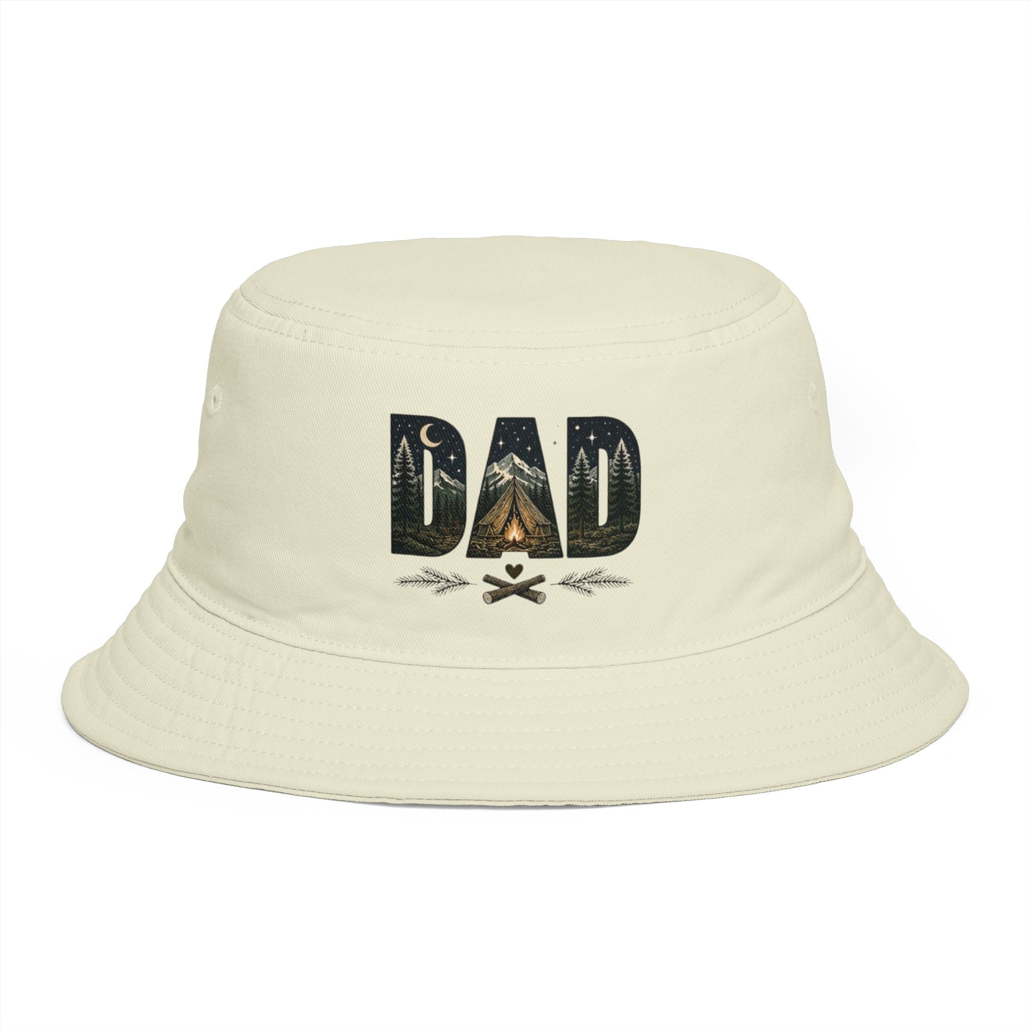Dad Camping Bucket Hat | Outdoor Tent & Campfire Design