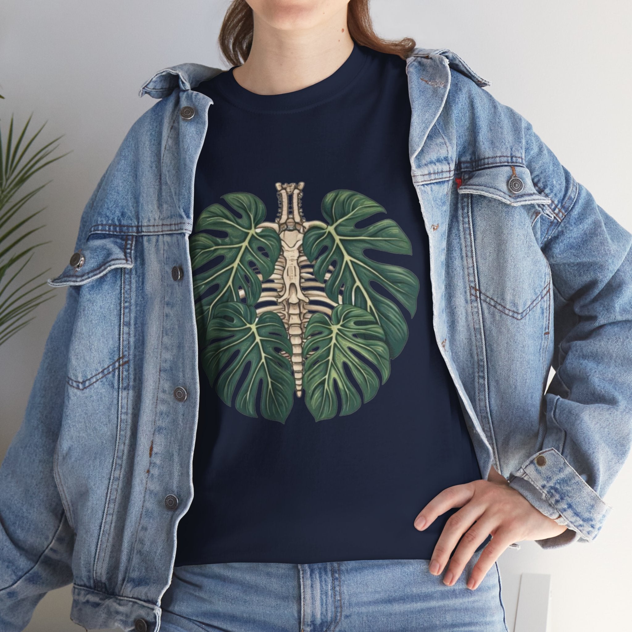 T-Shirt | Tropical Monstera with Brass Skull Botanical Graphic