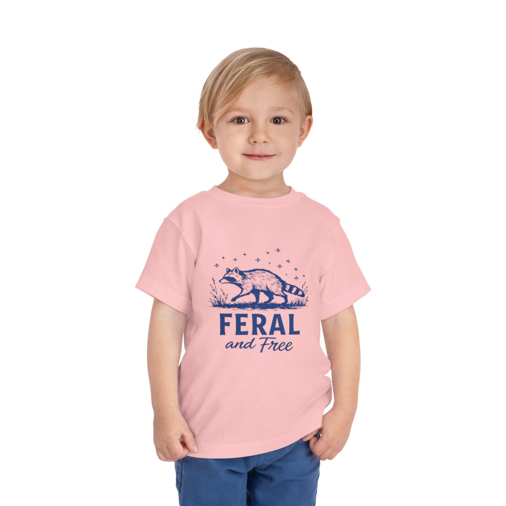 Toddler Tee | "Feral and Free" Raccoon Graphic