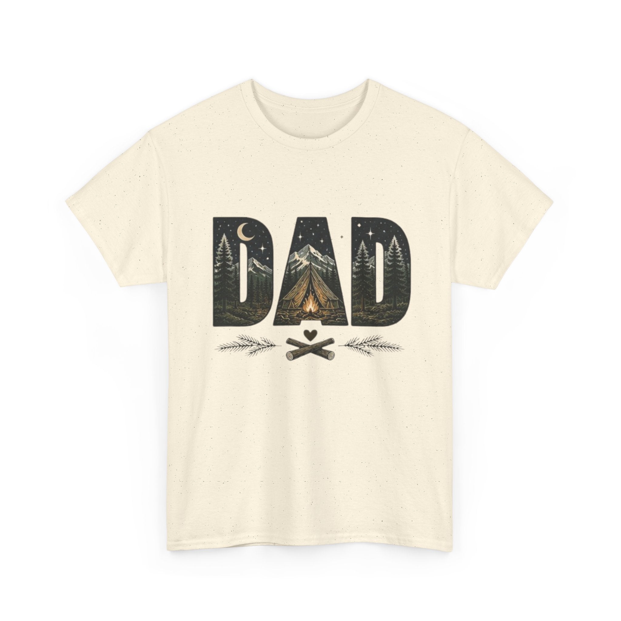 Dad Camping T-Shirt | Outdoor Graphic Tee with Tent & Campfire Design