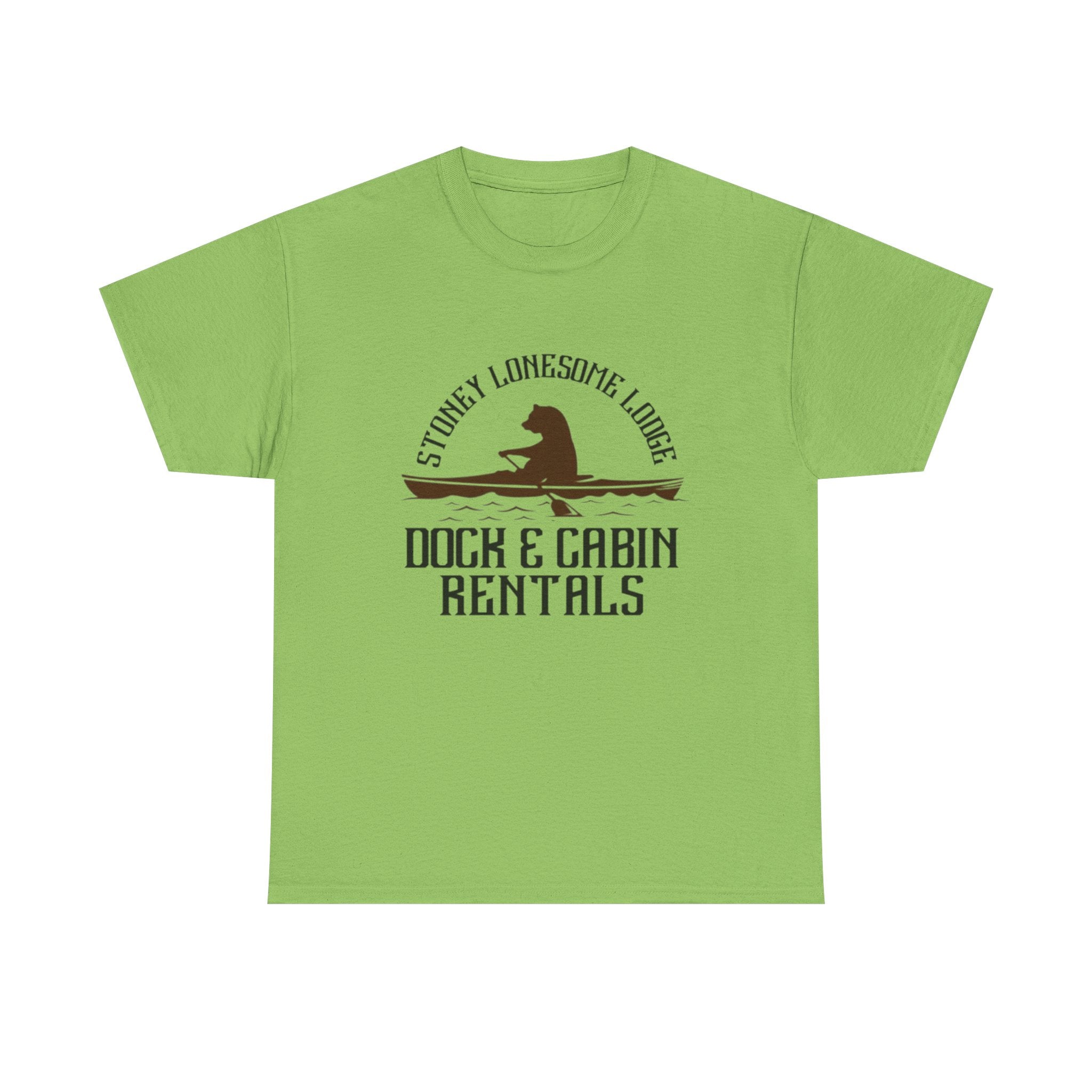 Dock & Cabin Rentals T-Shirt | Stoney Lonesome Lodge Fishing Logo Tee