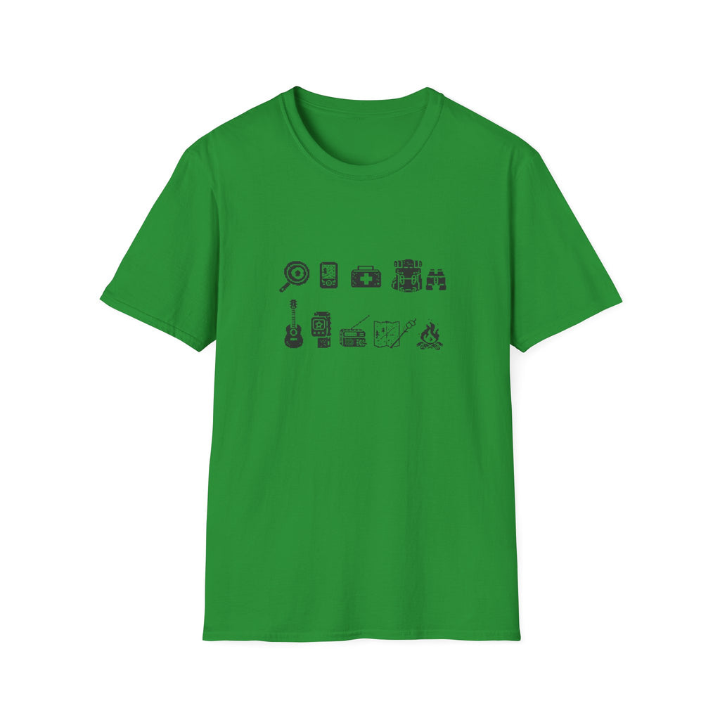 T-Shirt | Minimal Camping Gear Icons Graphic Tee | Camping Kit Tee