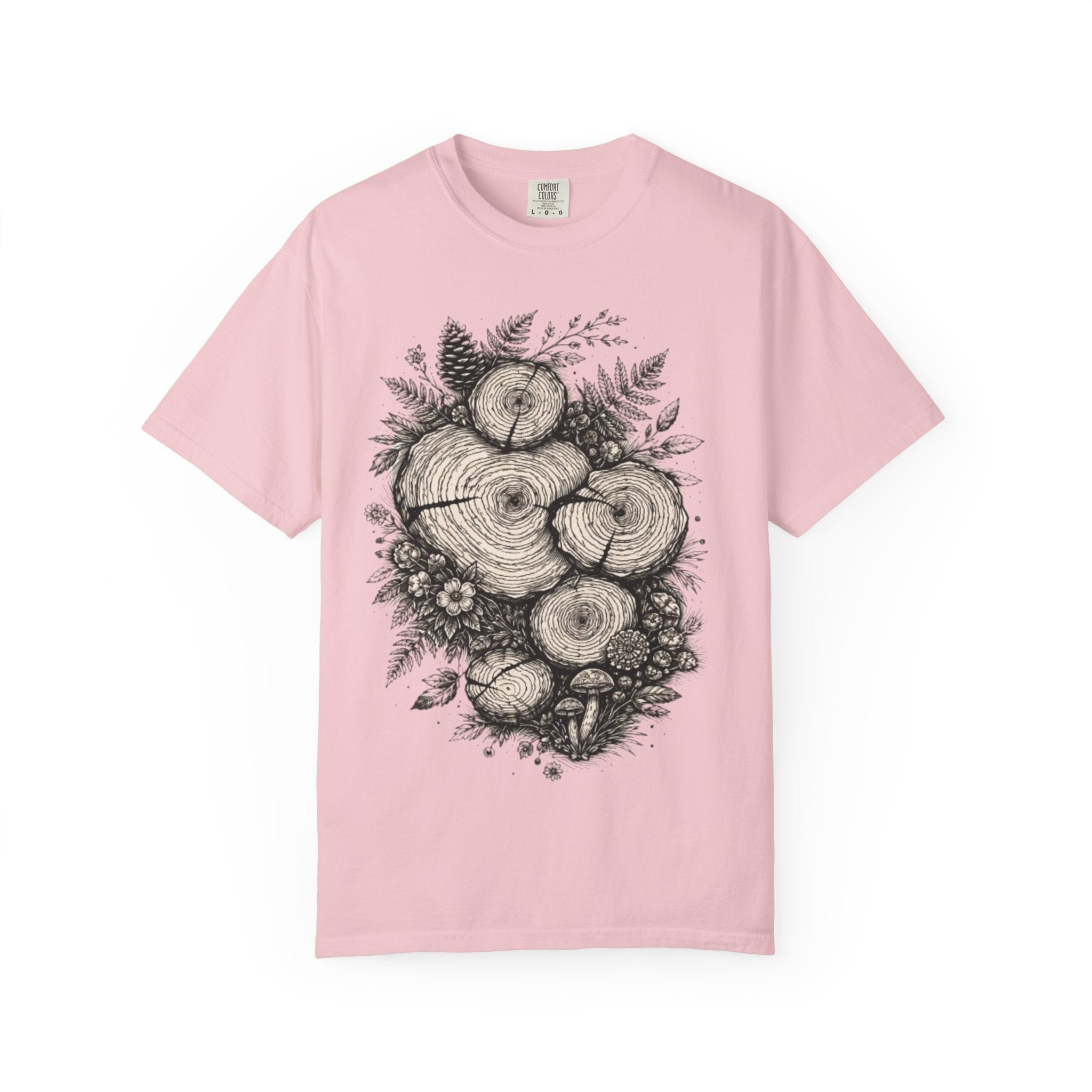 Woodland Tree Rings T-Shirt | Botanical Log Cross-Section Art Tee