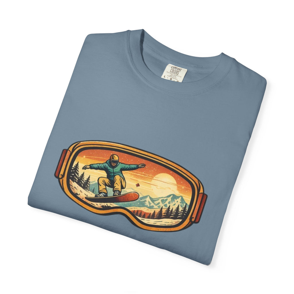 Snowboard Goggles Graphic T-Shirt | Retro Mountain Snowboarding Tee