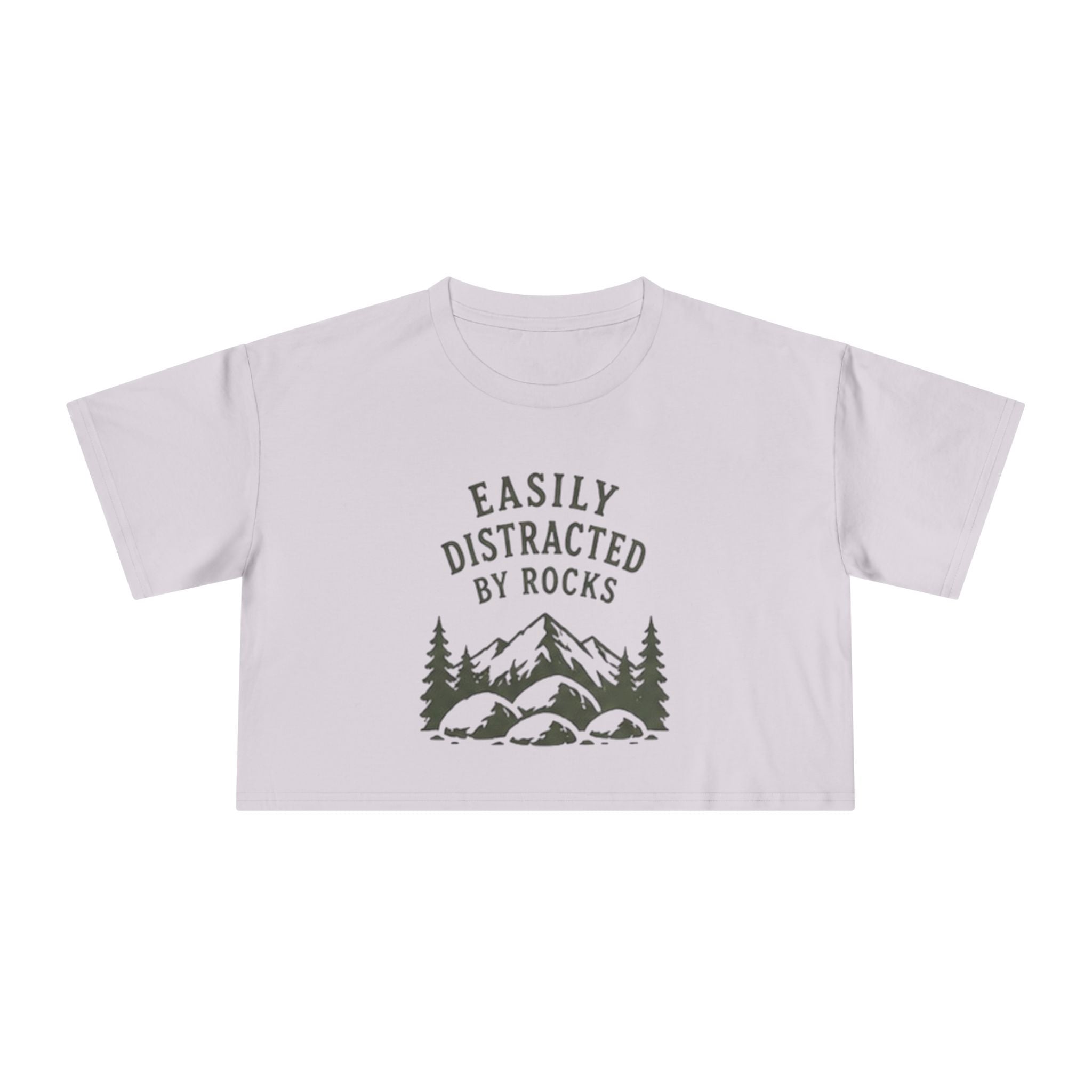 Crop Tee | "Easily Distracted by Rocks" Nature Crop Top for Rock Lovers