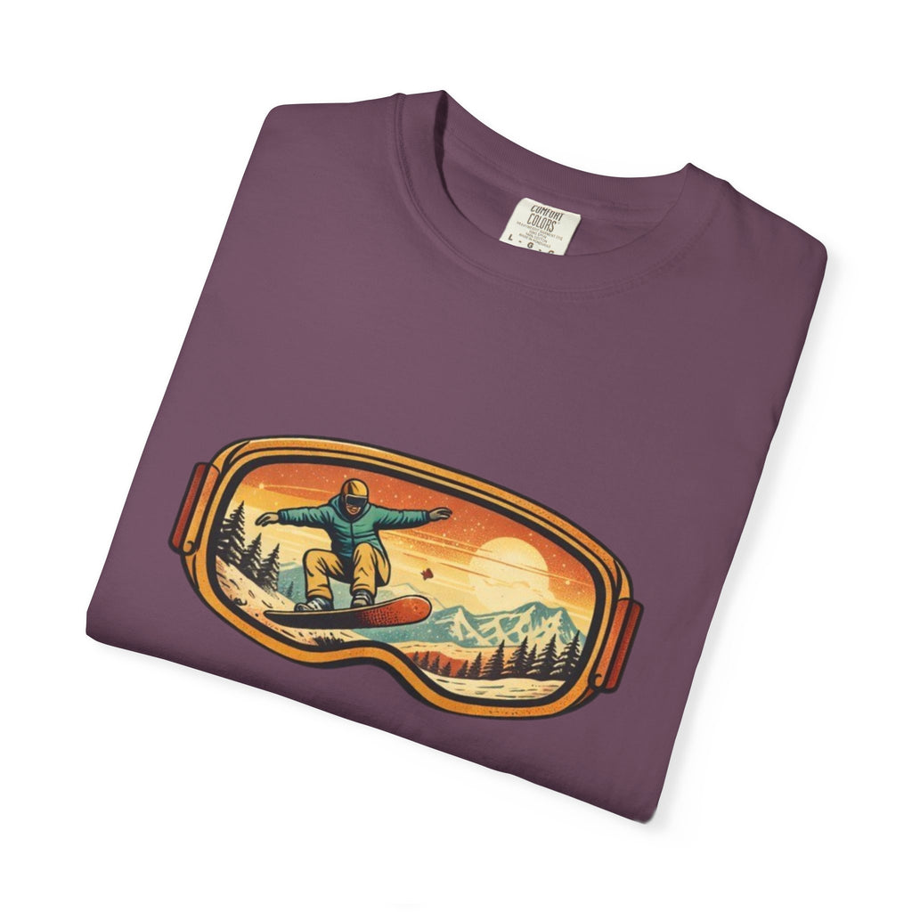 Snowboard Goggles Graphic T-Shirt | Retro Mountain Snowboarding Tee