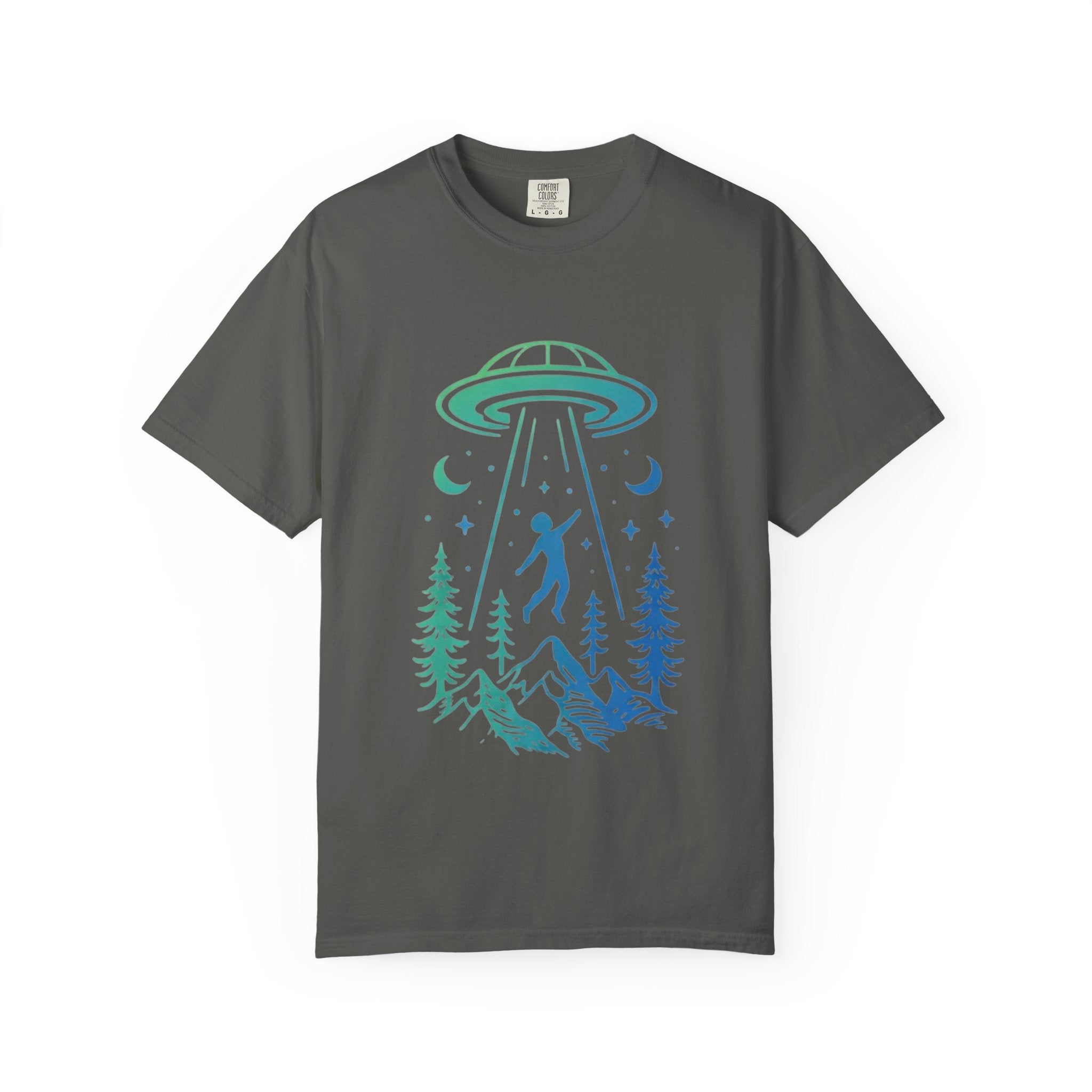 Alien Abduction Mountain T-Shirt | UFO Forest Graphic Tee