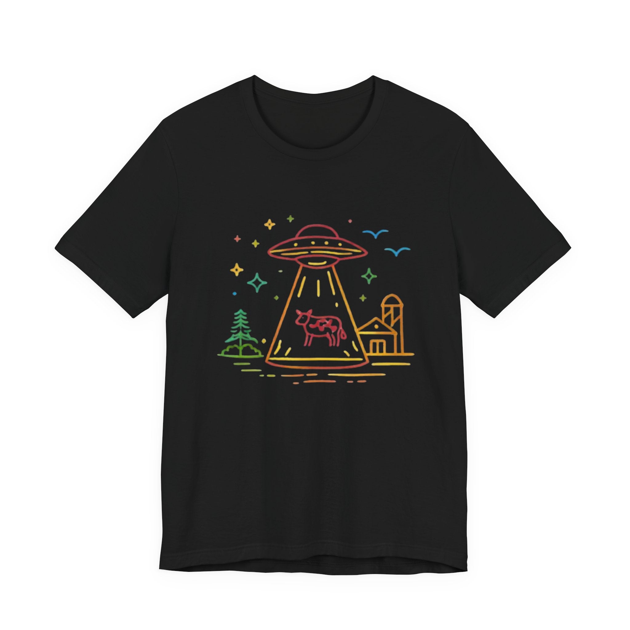 Alien Cow Abduction T-Shirt | Cute Pastel UFO Farm Graphic Tee