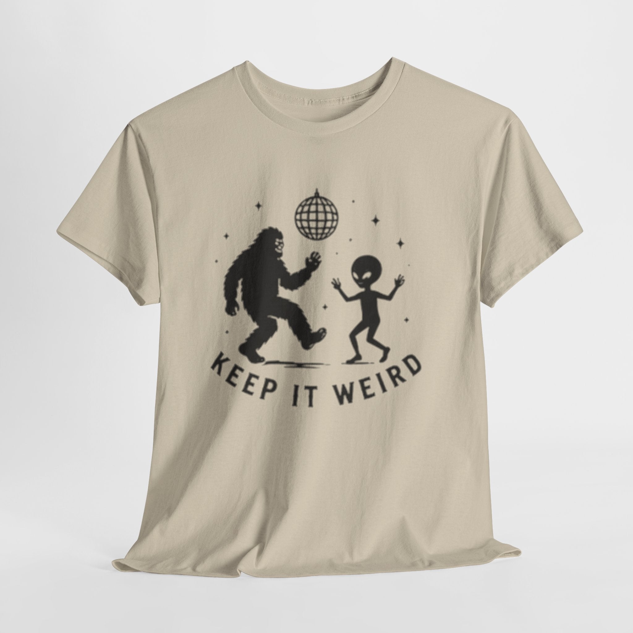 Keep It Weird T-Shirt | Dancing Bigfoot & Alien Disco Tee