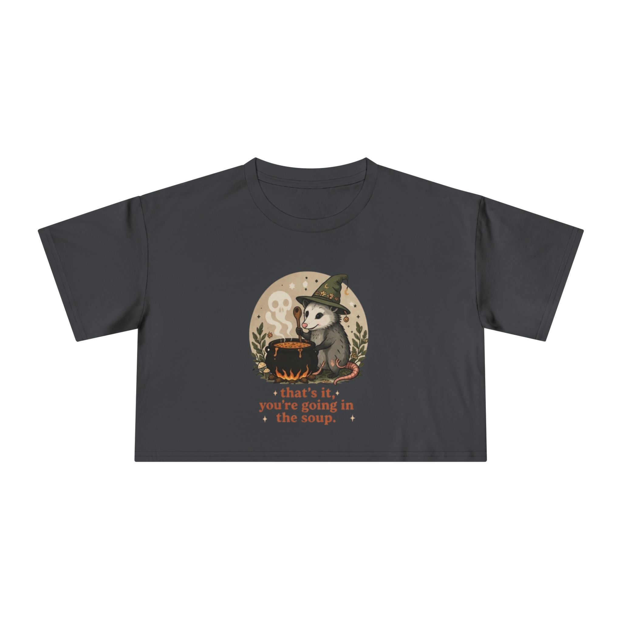 Crop Tee | Witch Cat Cauldron "thats it, youre going in the soup."