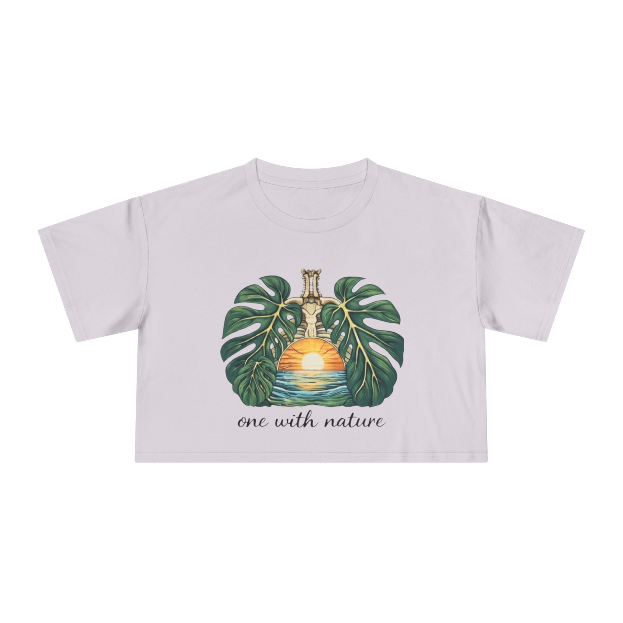One With Nature Crop Tee | Botanical Sunset Womens Cropped T-Shirt