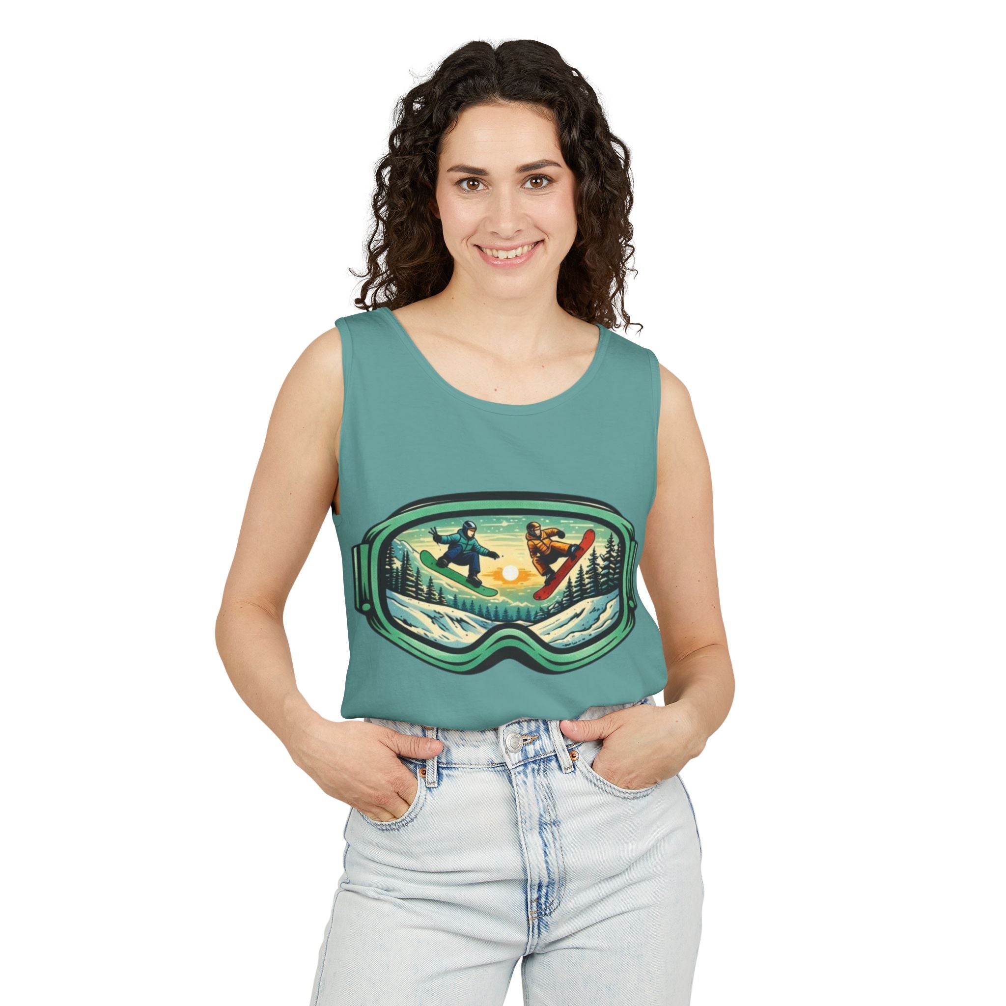 Snowboarding Mountain Goggles Tank Top