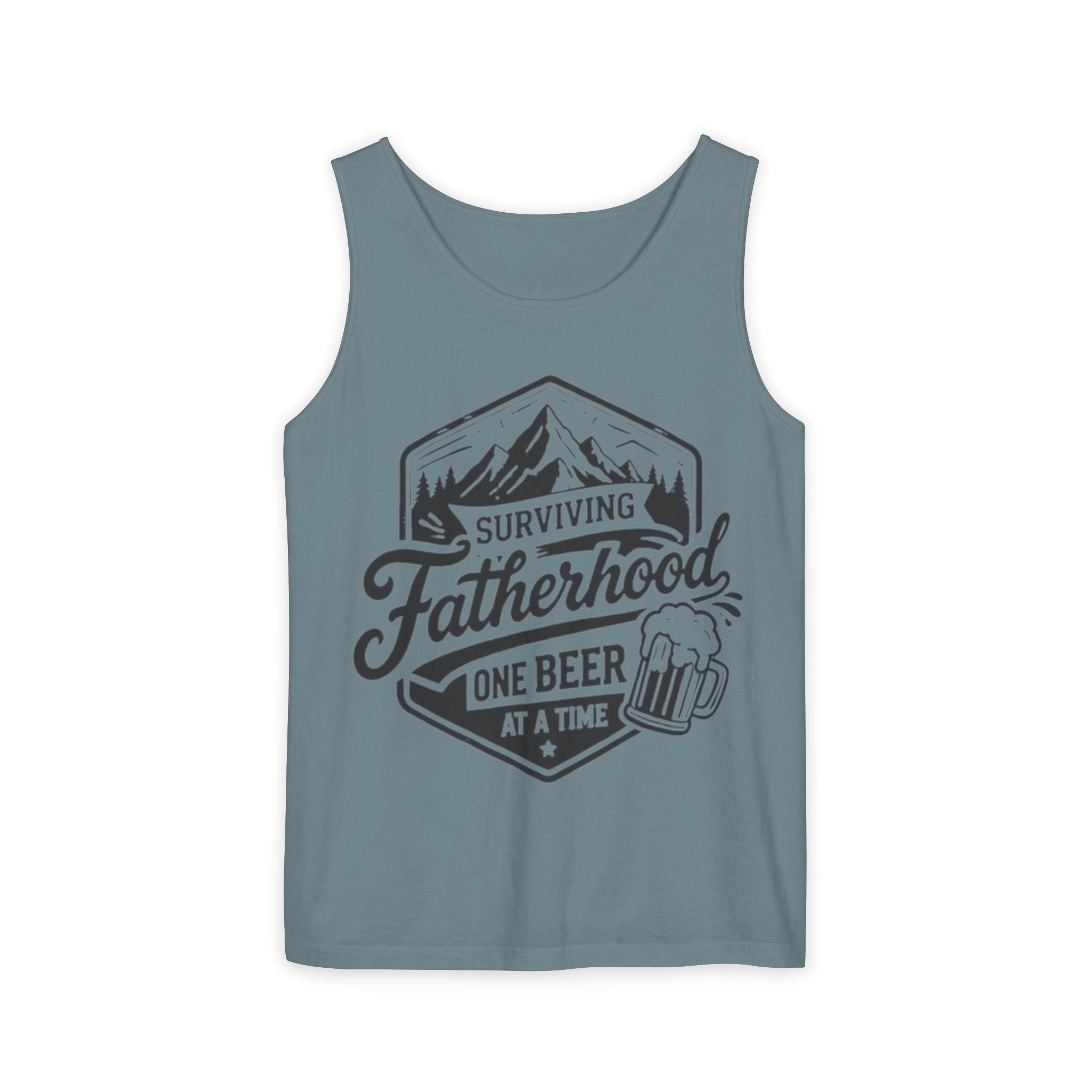 Fatherhood Tank Top | "Surviving Fatherhood One Beer at a Time" Graphic