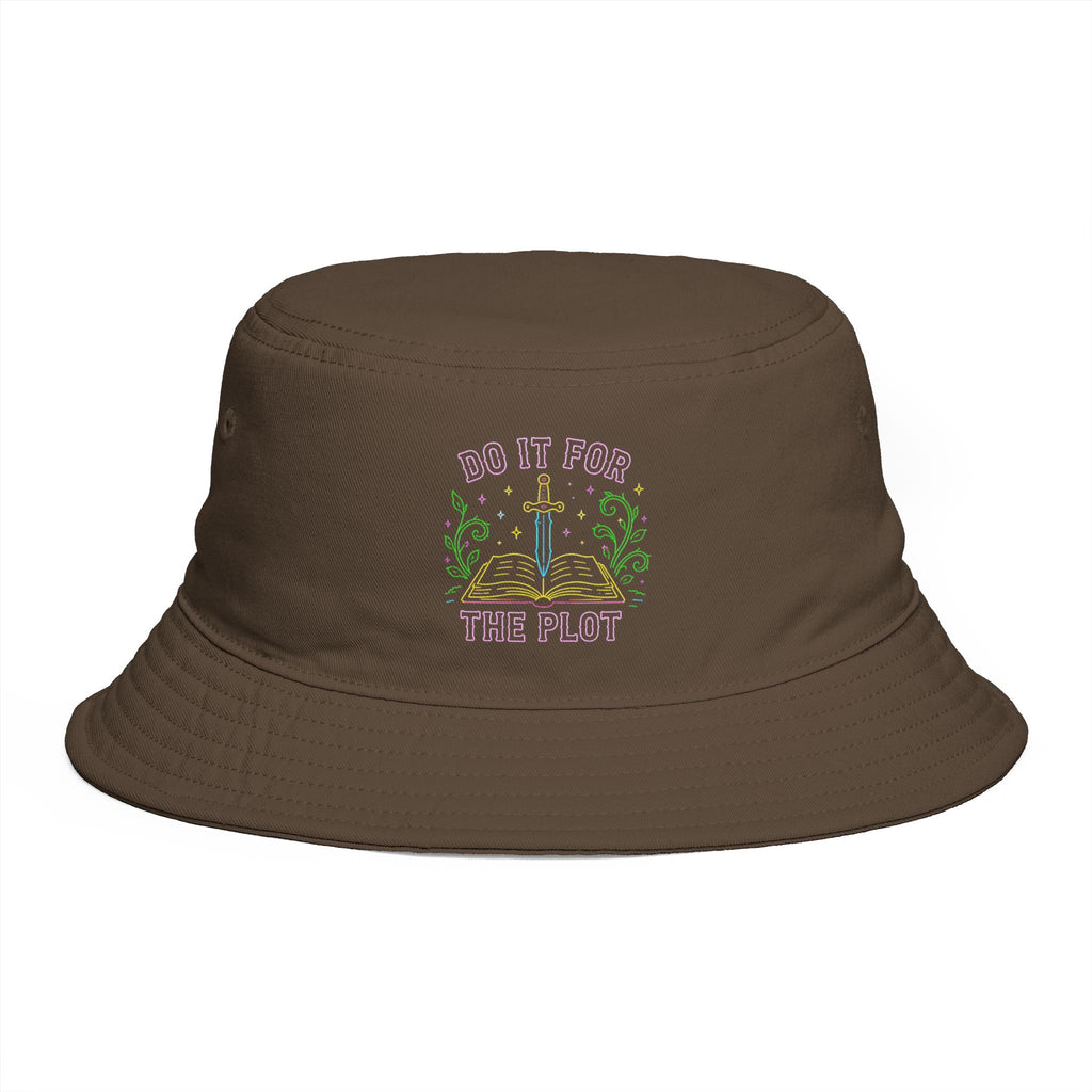 Do It For The Plot Bucket Hat | Vintage Fantasy Book & Sword Embroidered Bucket Hat