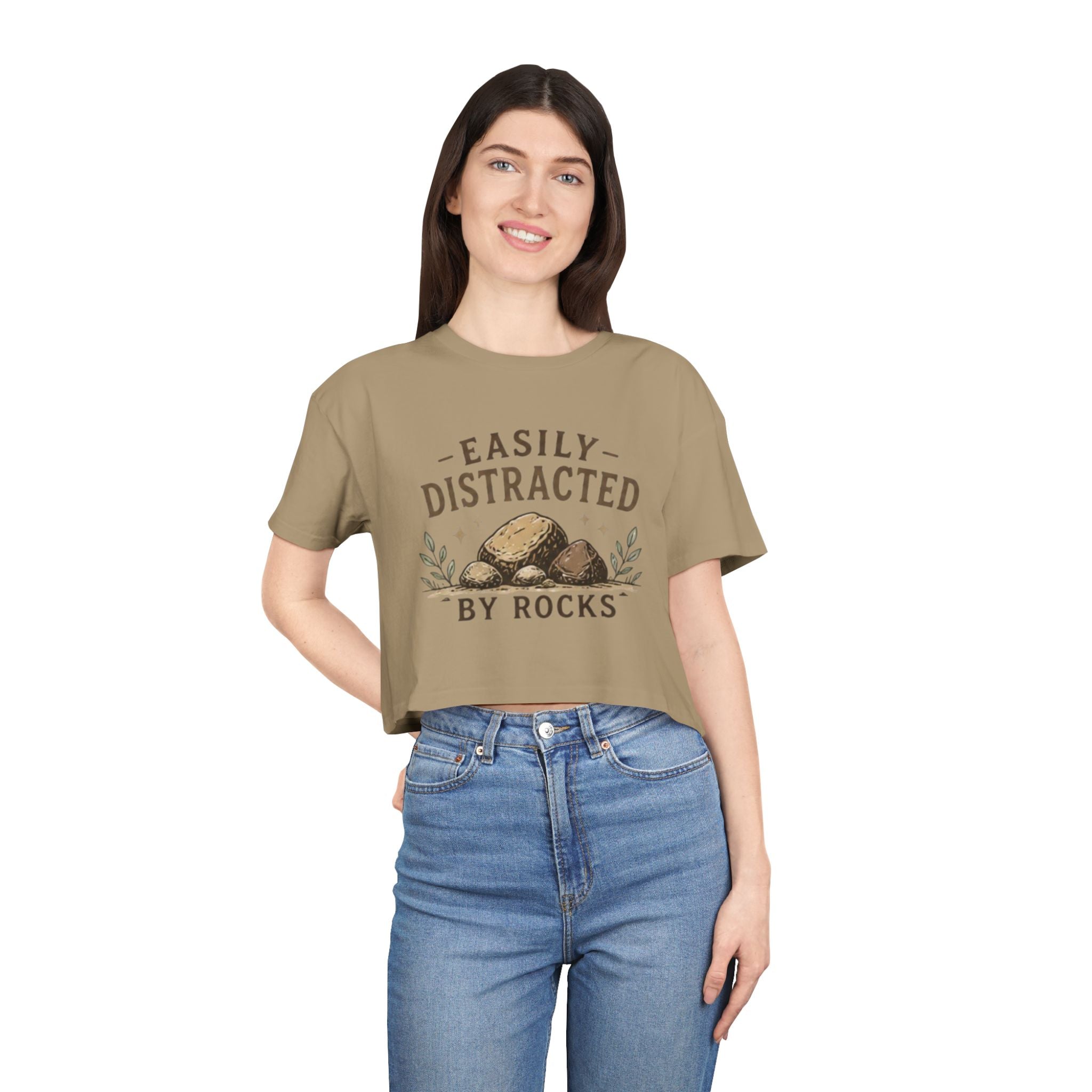 Easily Distracted by Rocks Crop Tee