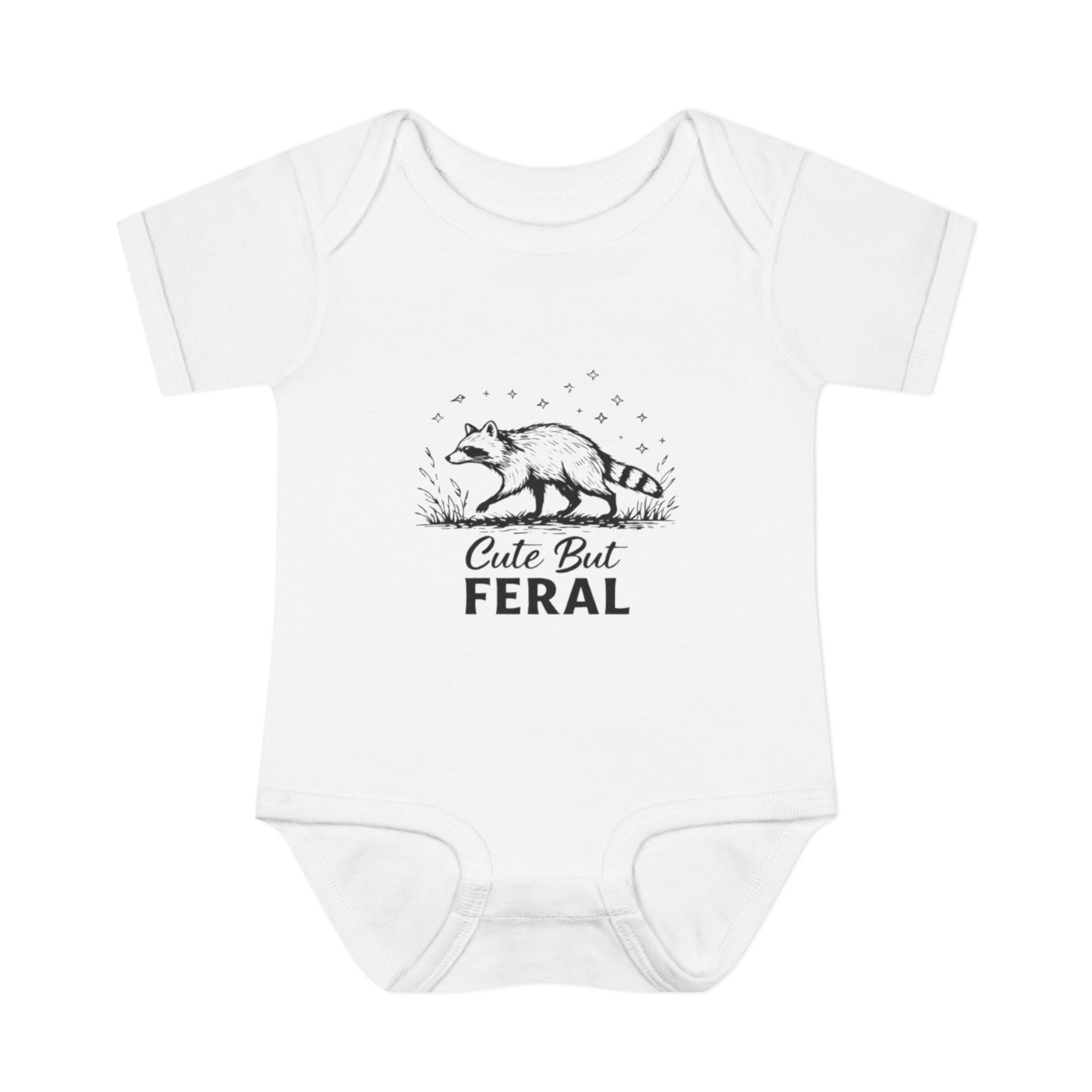 Infant Bodysuit  "Cute But Feral" Raccoon Baby Onesie | Funny Newborn Shower Gift