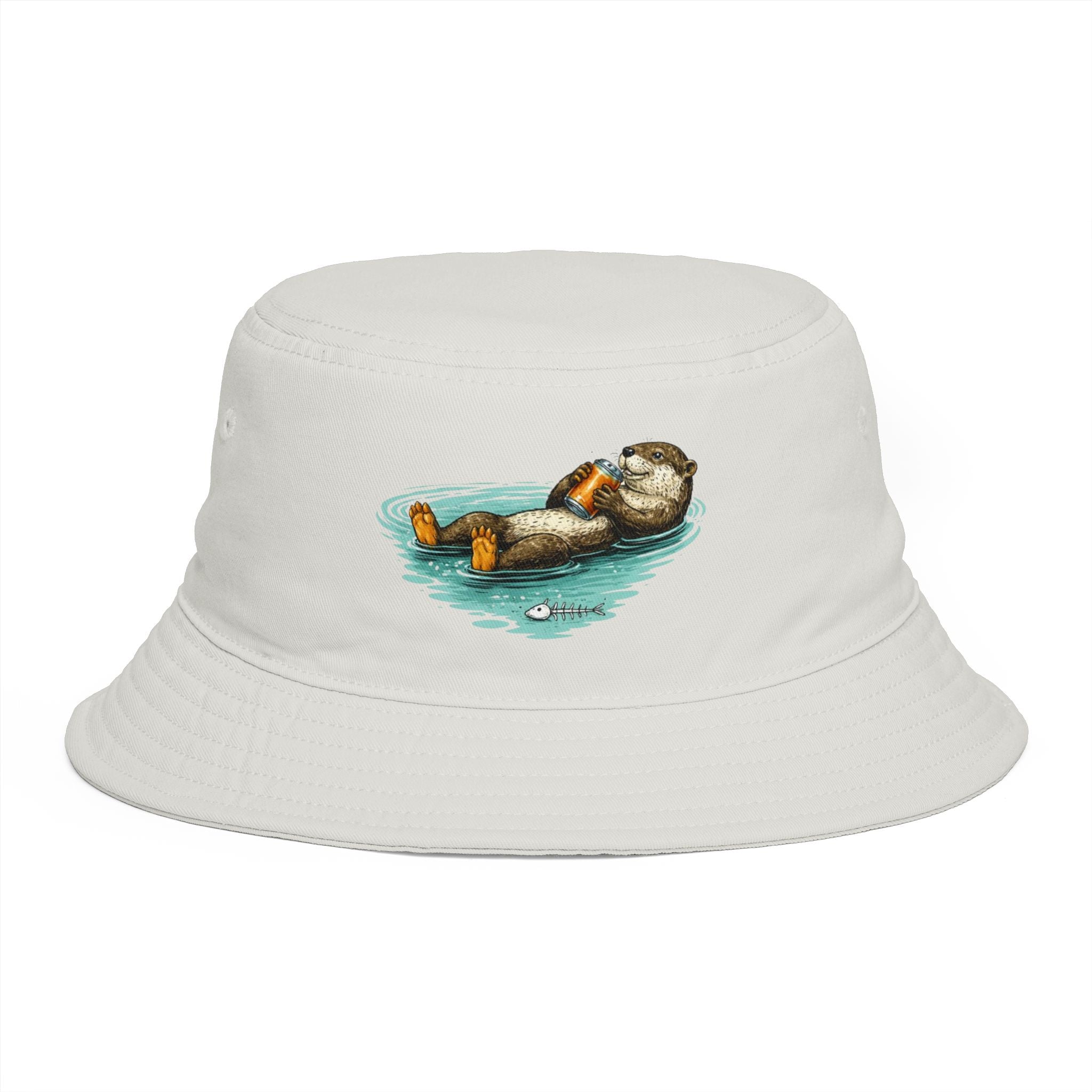Otter Float Bucket Hat | Cute River Otter Relaxing on Water, Casual Outdoor Sun Hat
