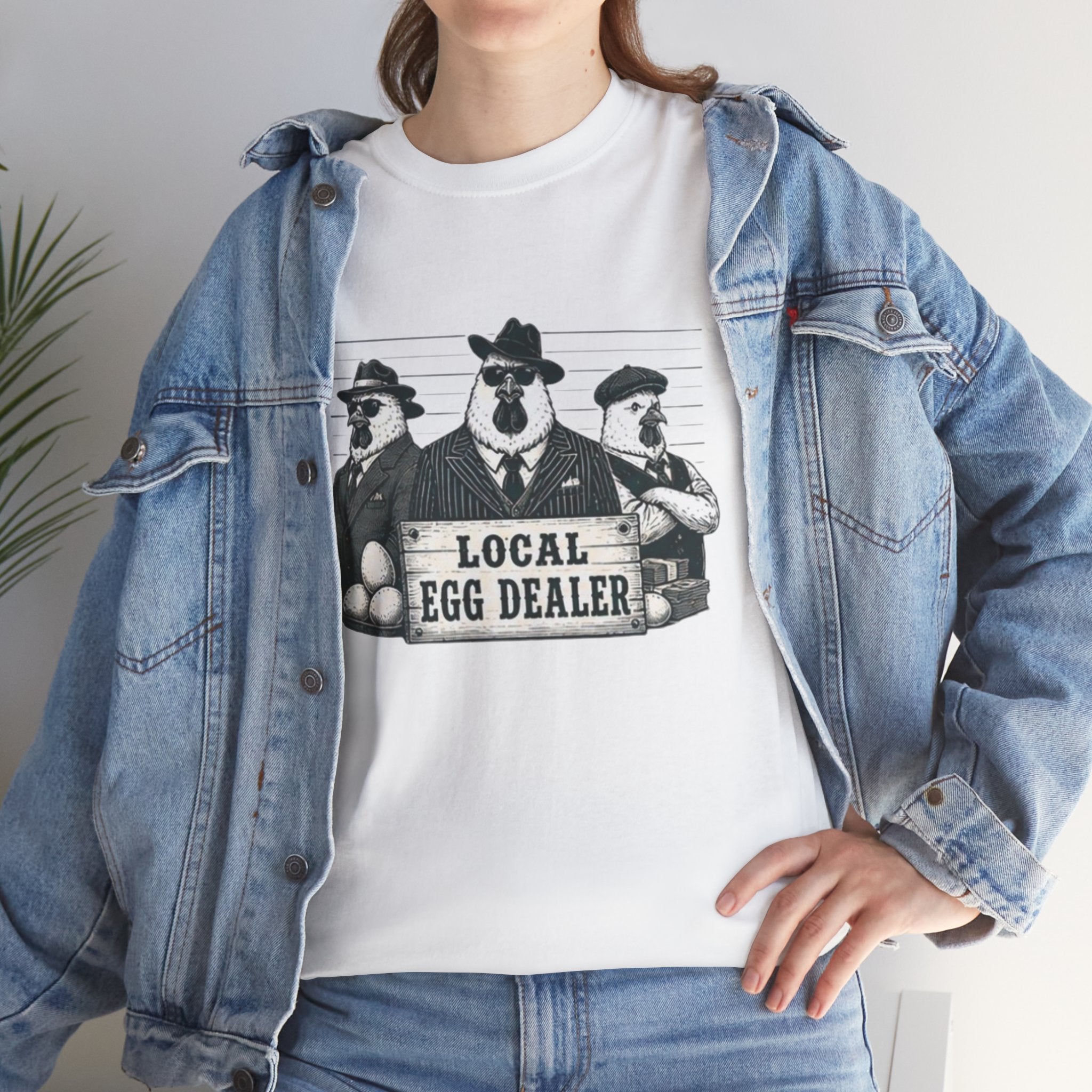 Local Egg Dealer T-Shirt | Funny Farm Mugshot Chicken & Egg Farmer Tee