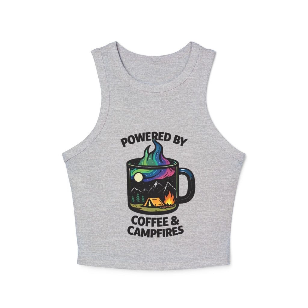 Racer Tank | "Powered by Coffee & Campfires" Graphic Camp Vibes Tank