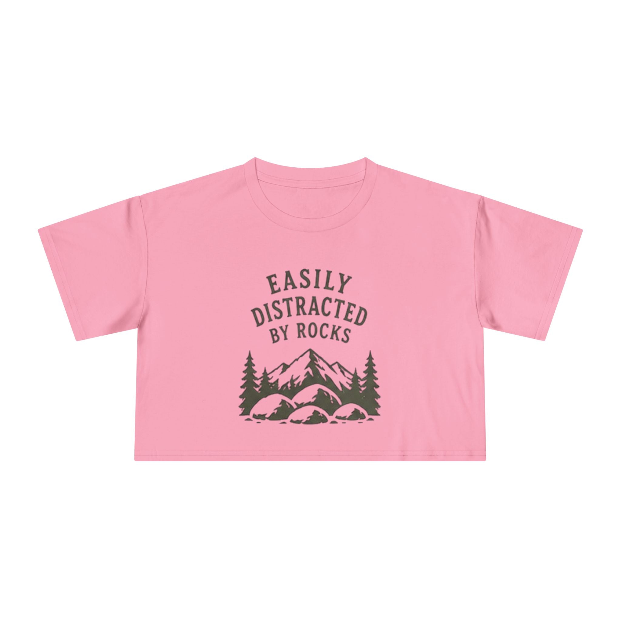 Crop Tee | "Easily Distracted by Rocks" Nature Crop Top for Rock Lovers