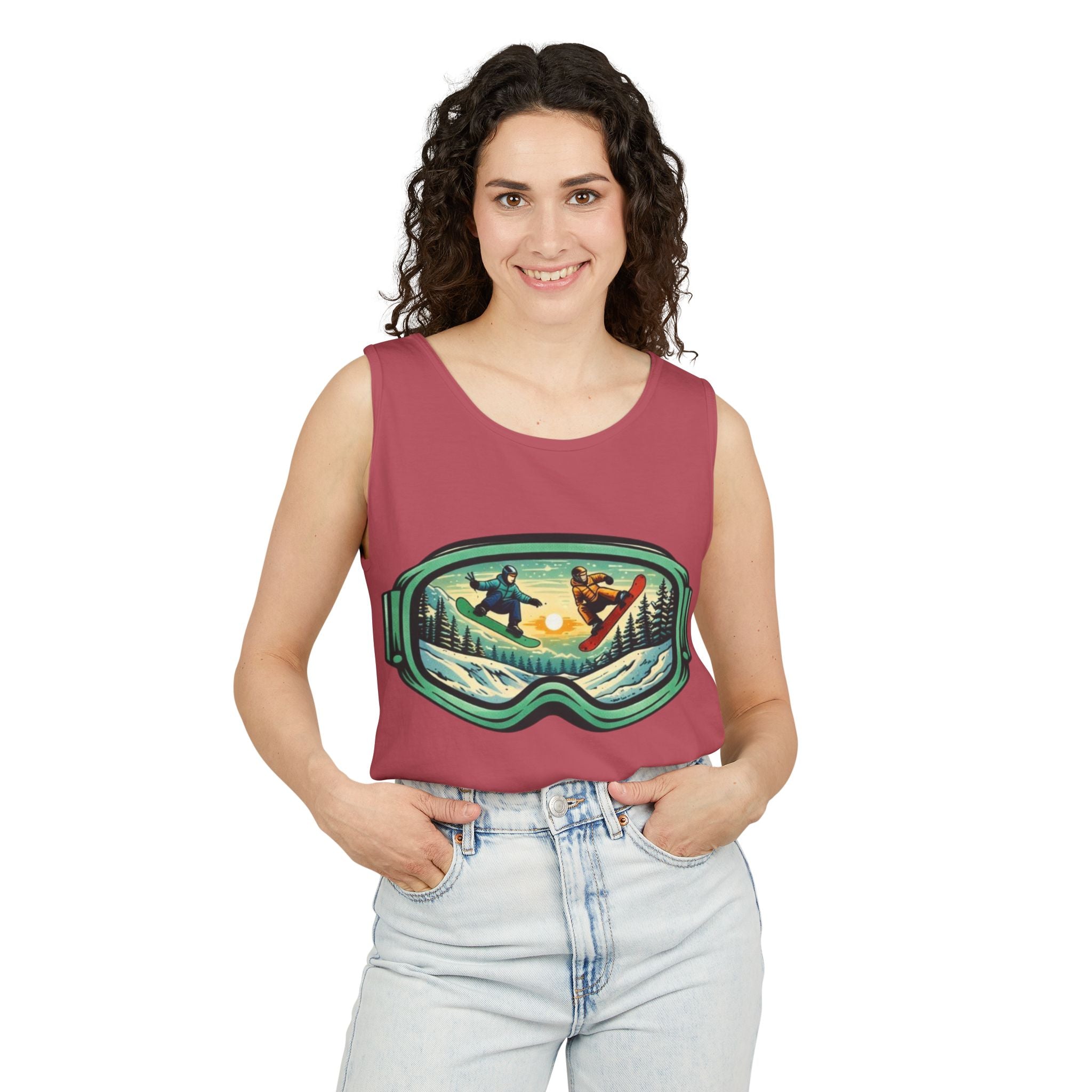 Snowboarding Mountain Goggles Tank Top