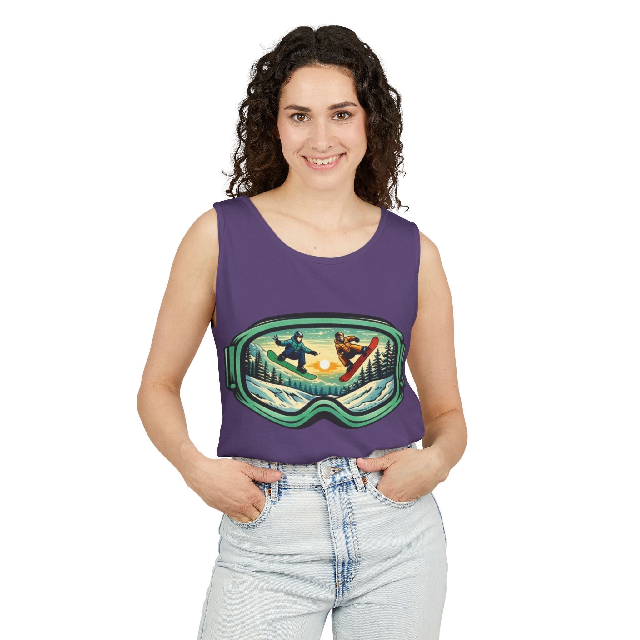 Snowboarding Mountain Goggles Tank Top