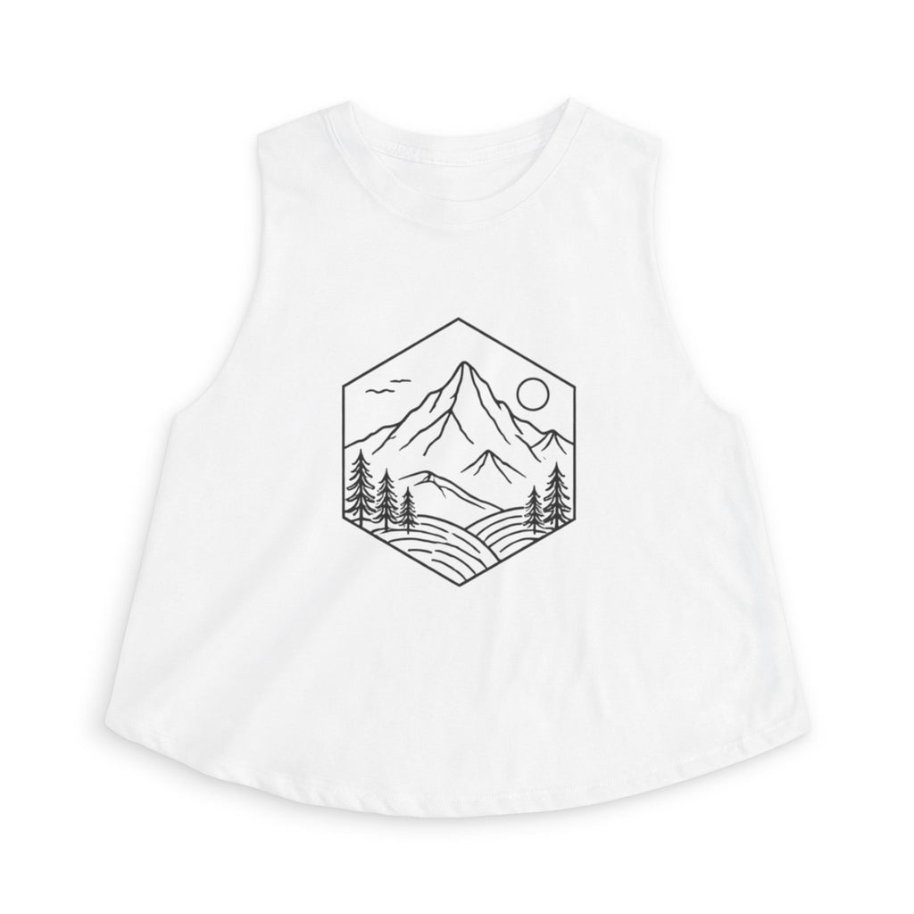 Women's Crop Top | Minimal Mountain Line Art Tank Top