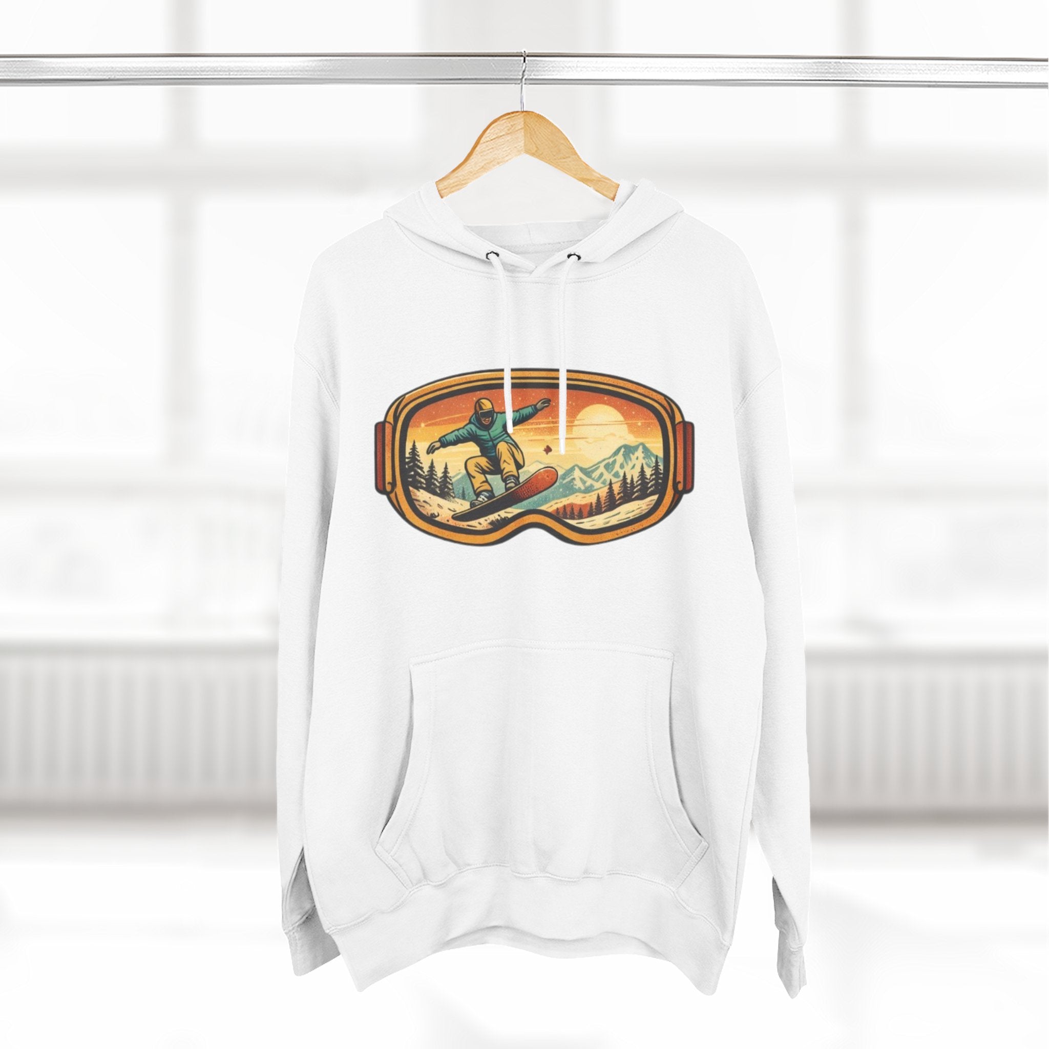 Snowboarder Goggles Graphic Hoodie | Vintage Mountain Ski Snowboarding Design
