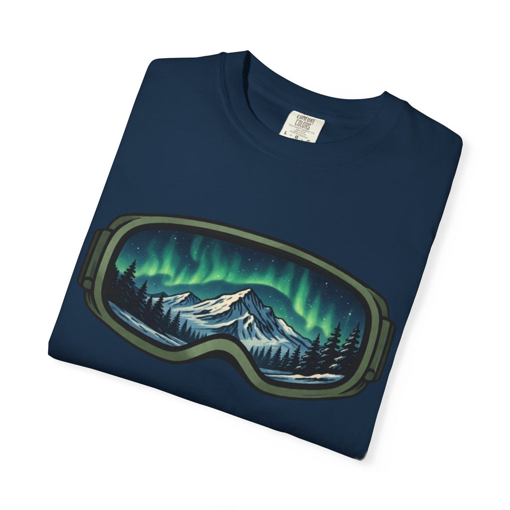 Aurora Ski Goggle T-Shirt | Mountain Night Northern Lights Graphic Tee