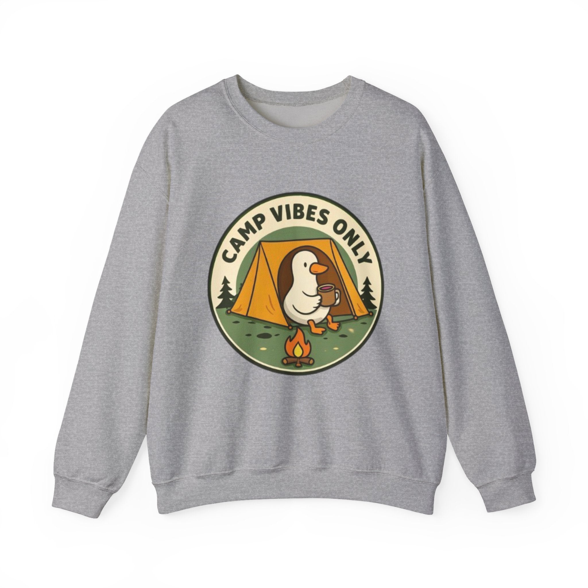 Camp Vibes Crewneck Sweatshirt | Cozy Camping Duck Graphic