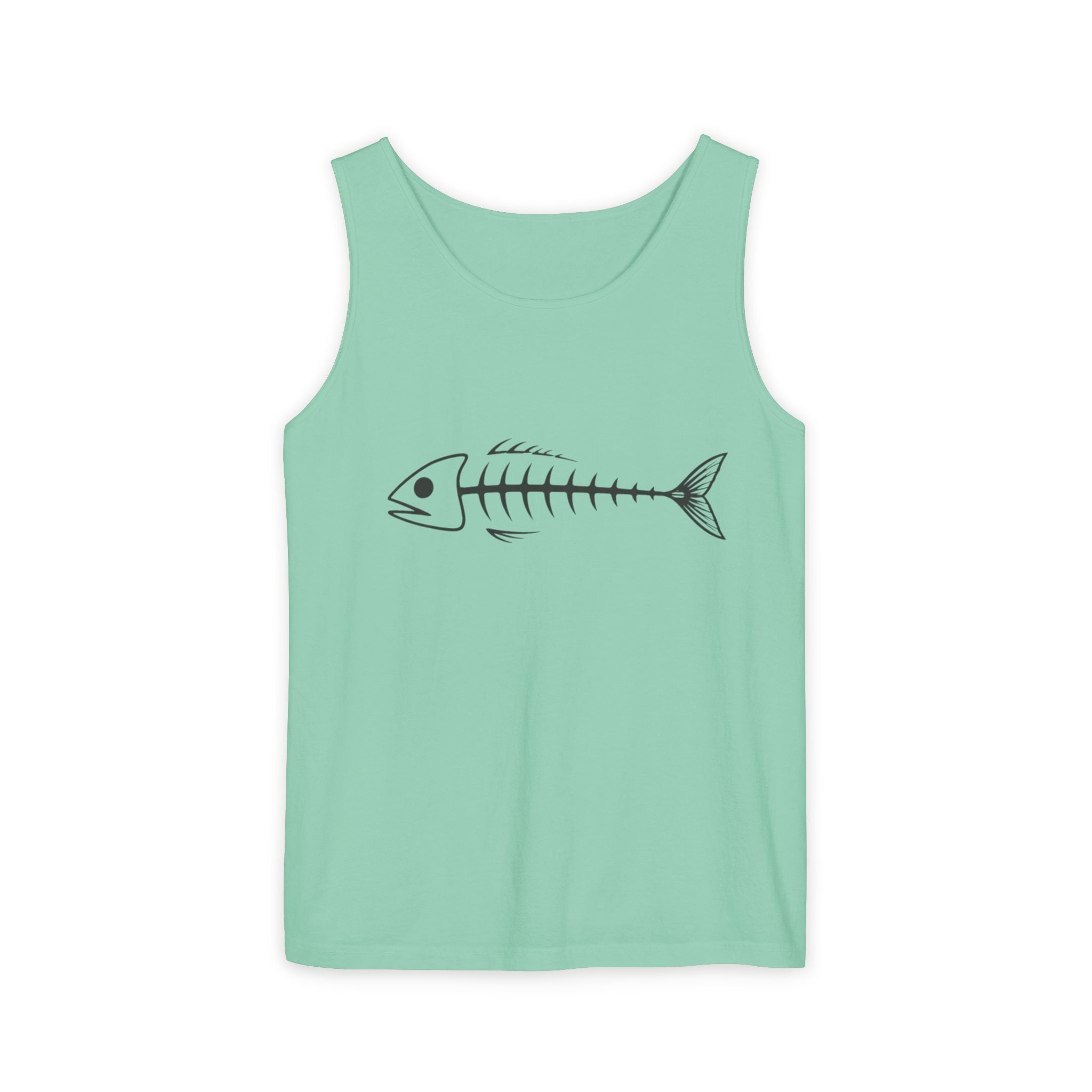 Fish Skeleton Tank Top | Minimalist Fishing Graphic Sleeveless Tee