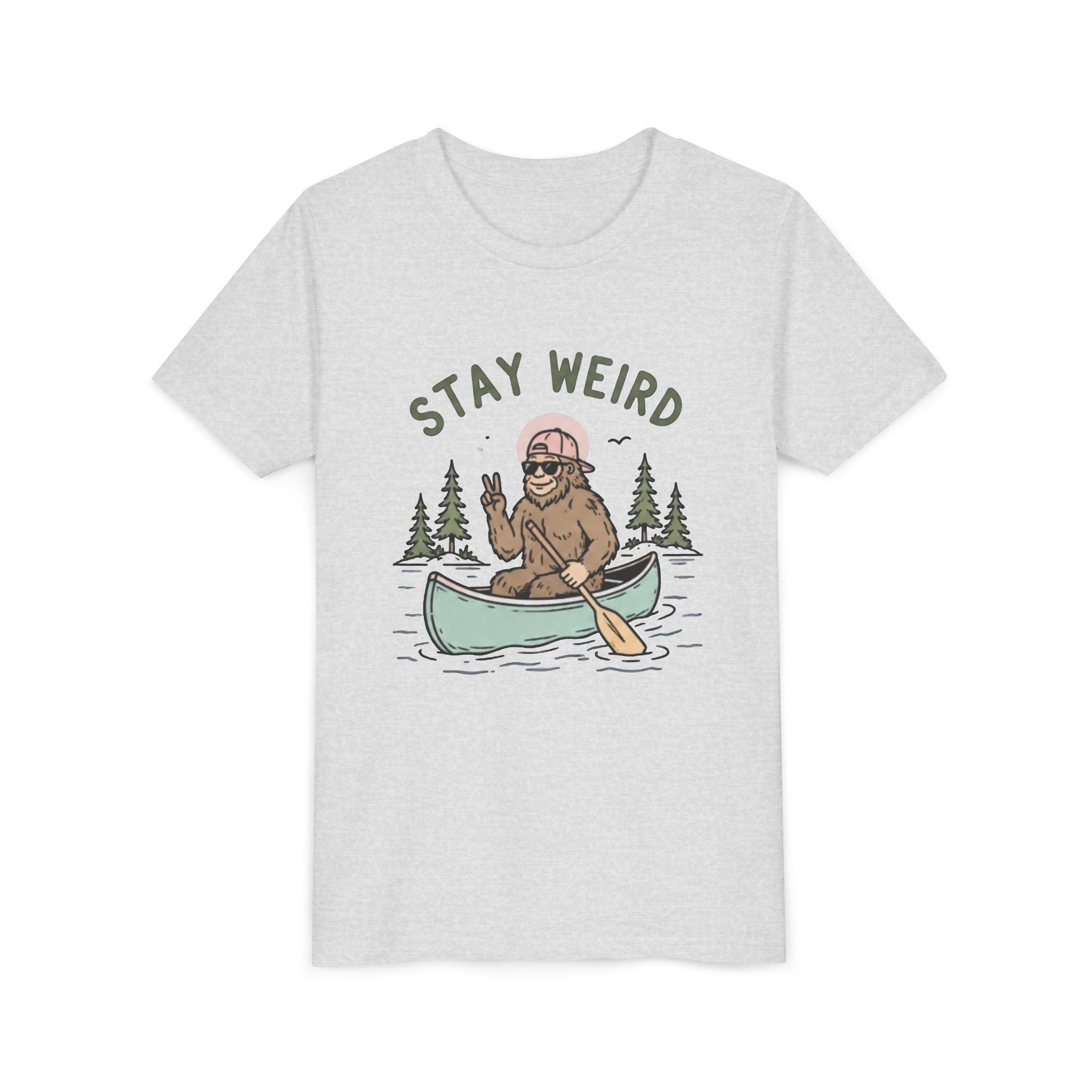 Youth T-Shirt | "Stay Weird" Canoe Bigfoot Graphic Tee