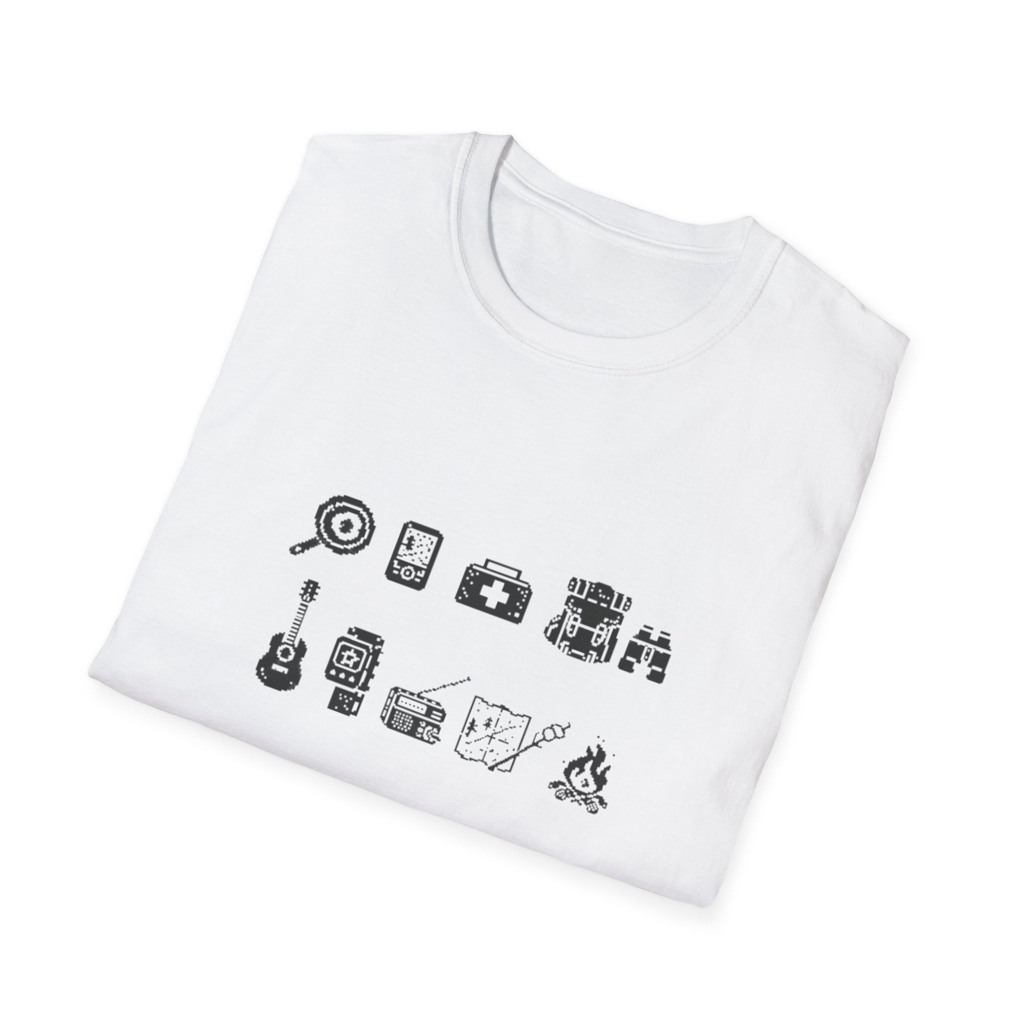 T-Shirt | Minimal Camping Gear Icons Graphic Tee | Camping Kit Tee