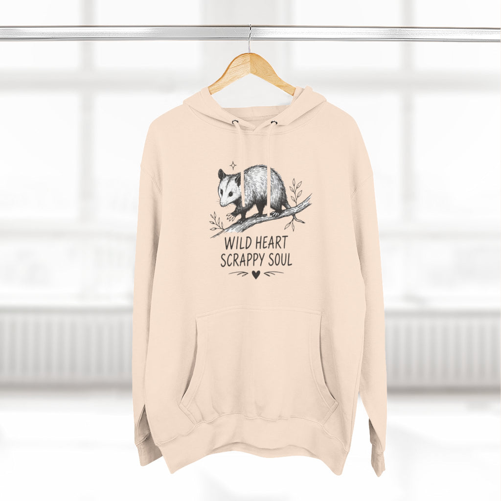 Hoodie | Wild Heart Scrappy Soul Opossum Illustration Cozy Hoodie