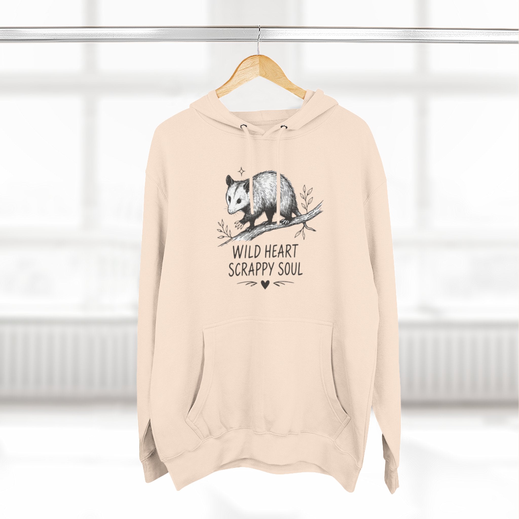 Hoodie | Wild Heart Scrappy Soul Opossum Illustration Cozy Hoodie