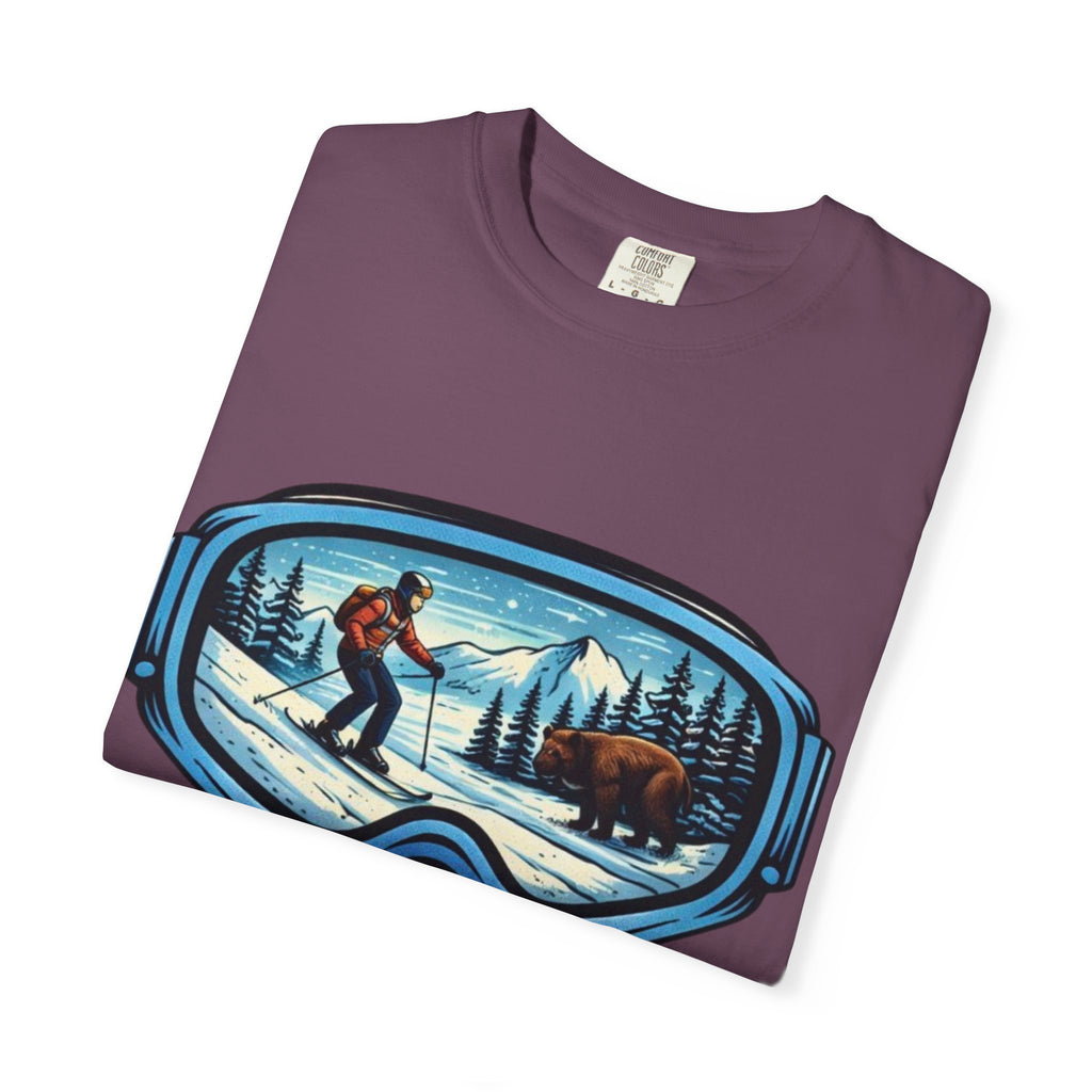 Ski Goggles Scenic T‑Shirt | Skier and Bear Mountain Winter Graphic Tee