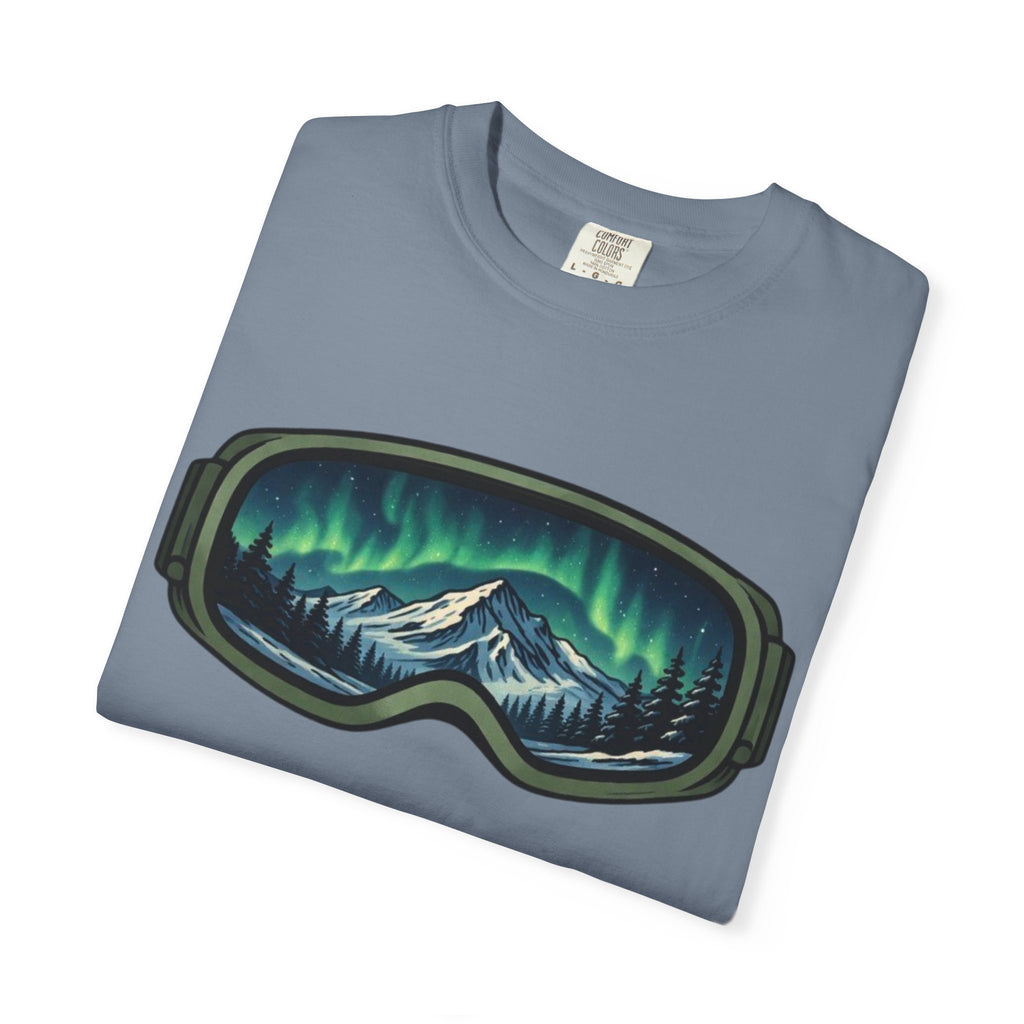 Aurora Ski Goggle T-Shirt | Mountain Night Northern Lights Graphic Tee