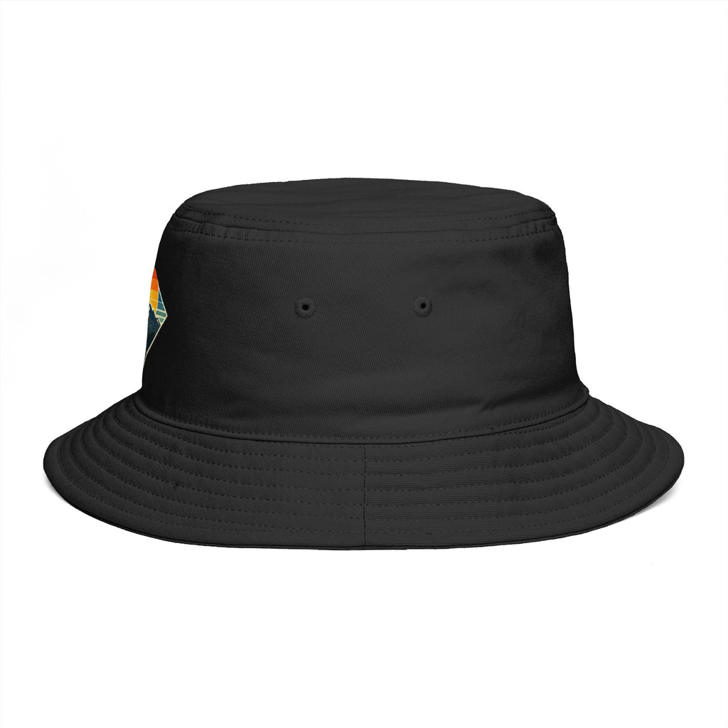Mountain Sunset Bucket Hat | Retro Outdoor Hiking Patch