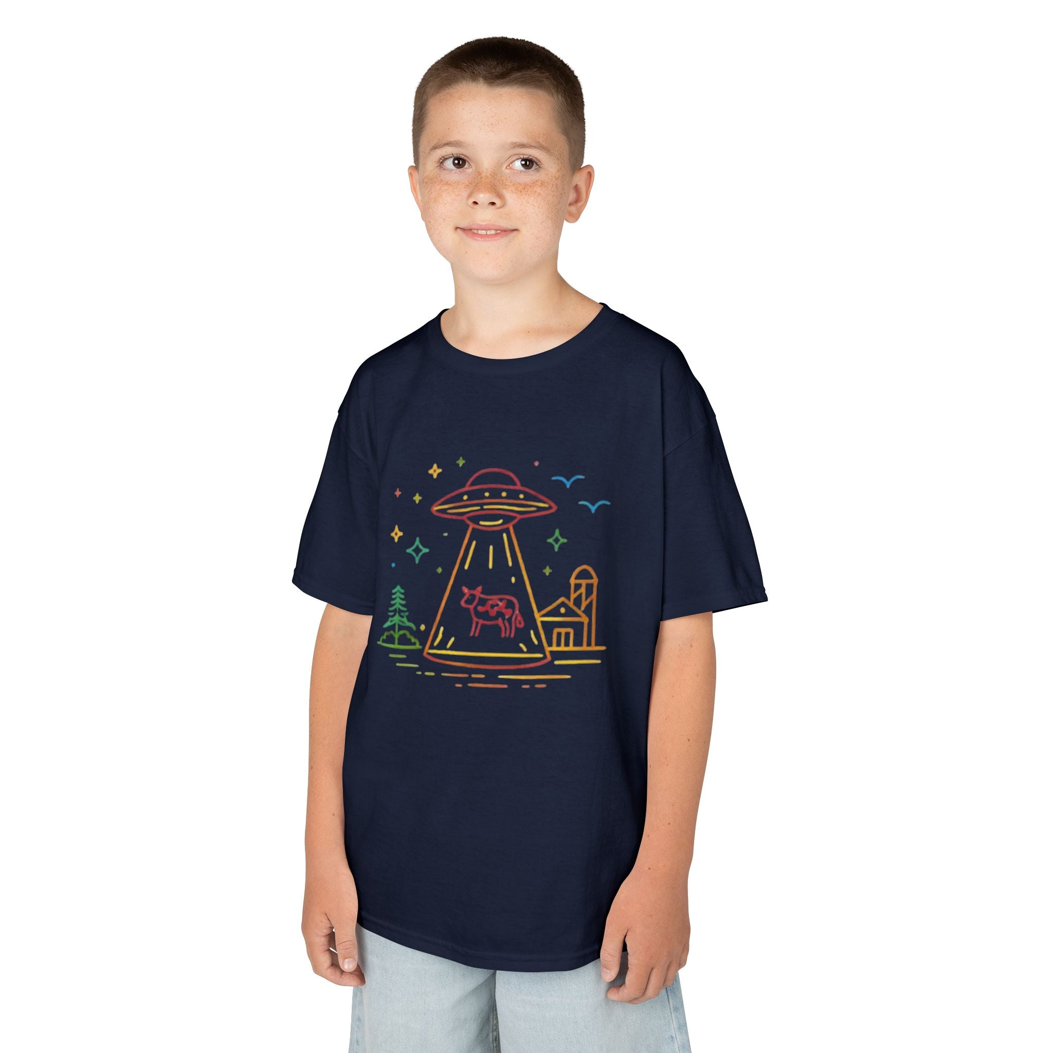 Kids T-Shirt | Pastel UFO Cow Abduction Design