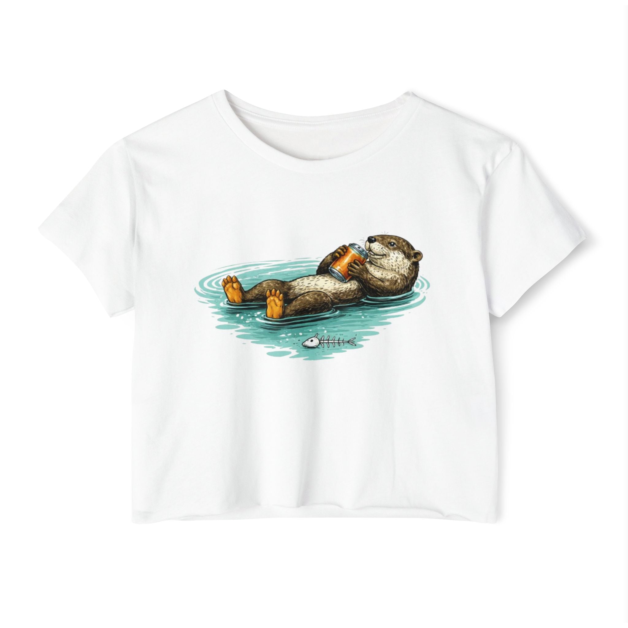 Otter with Beer Cute Festival Crop Top | Floating Otter Design