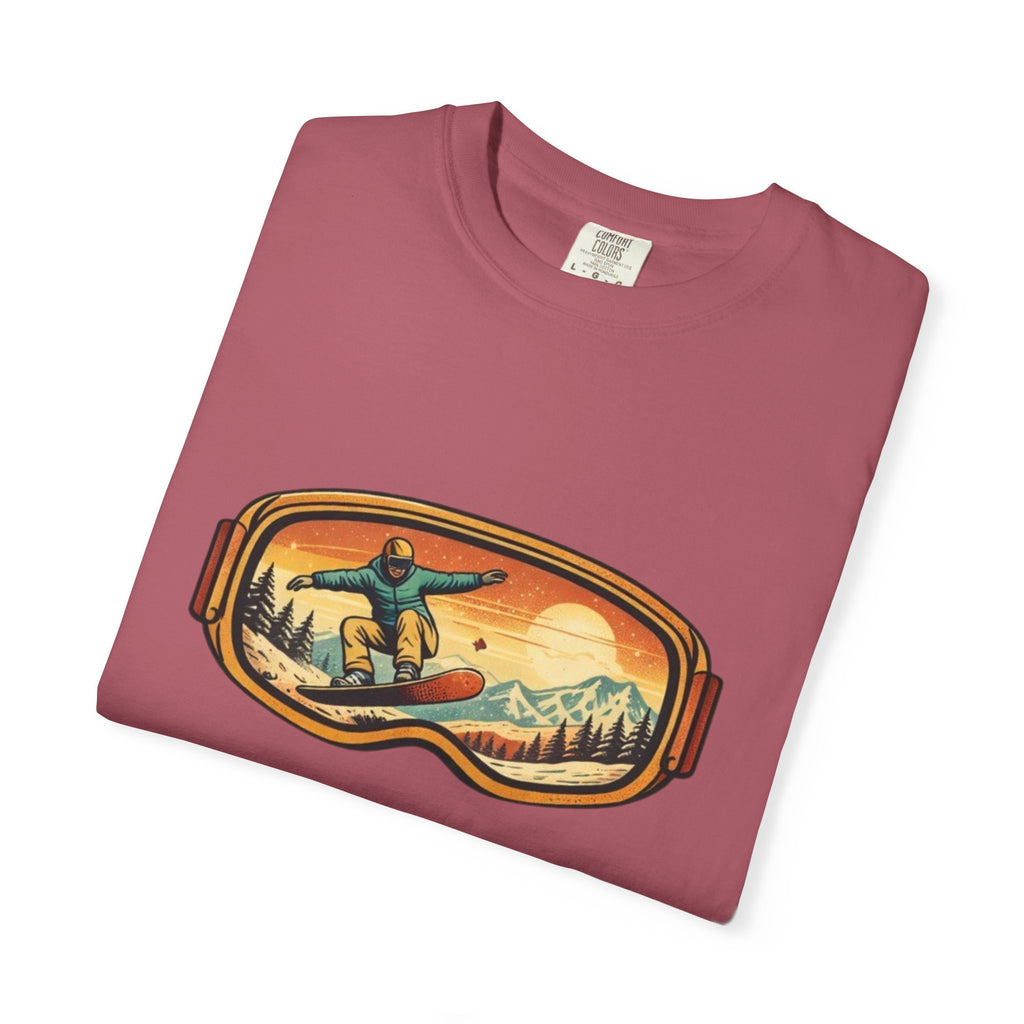 Snowboard Goggles Graphic T-Shirt | Retro Mountain Snowboarding Tee