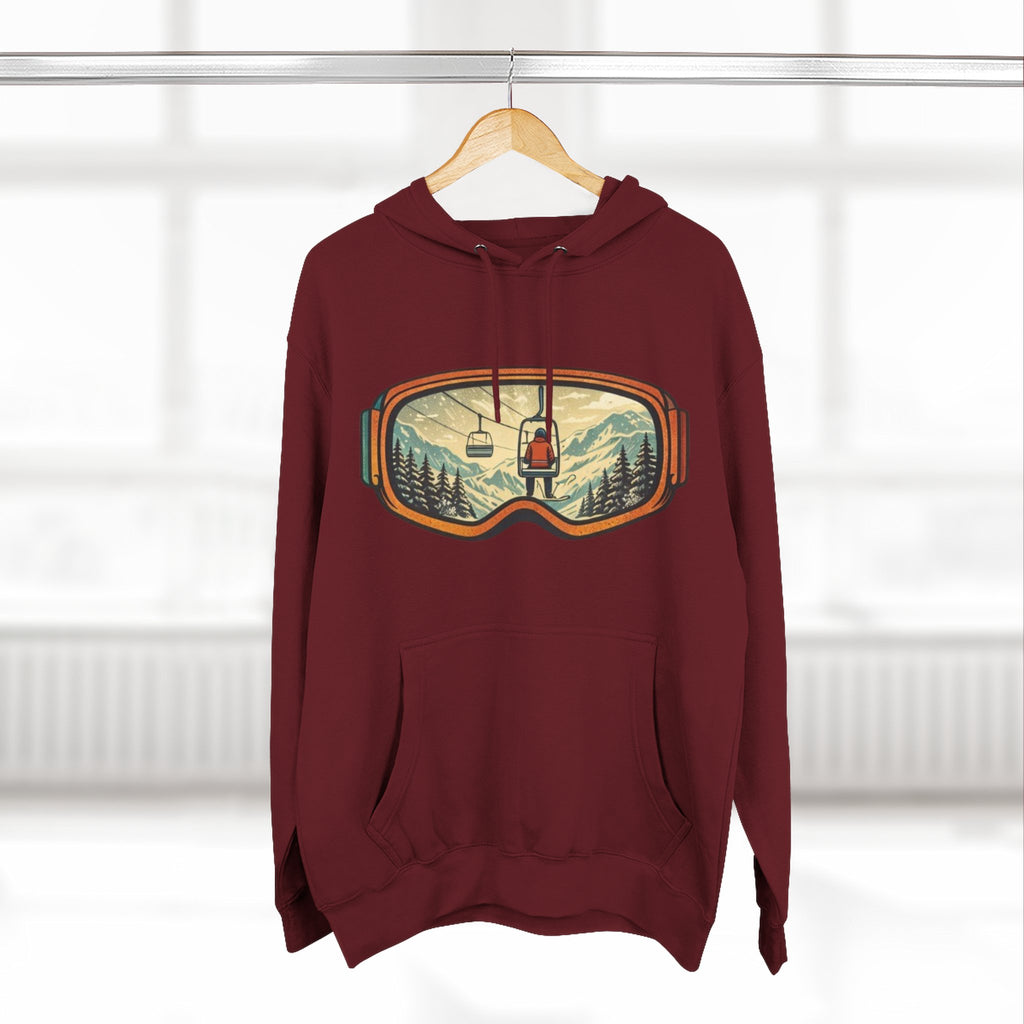Ski Goggles Graphic Hoodie | Mountain Lift Scene Pullover