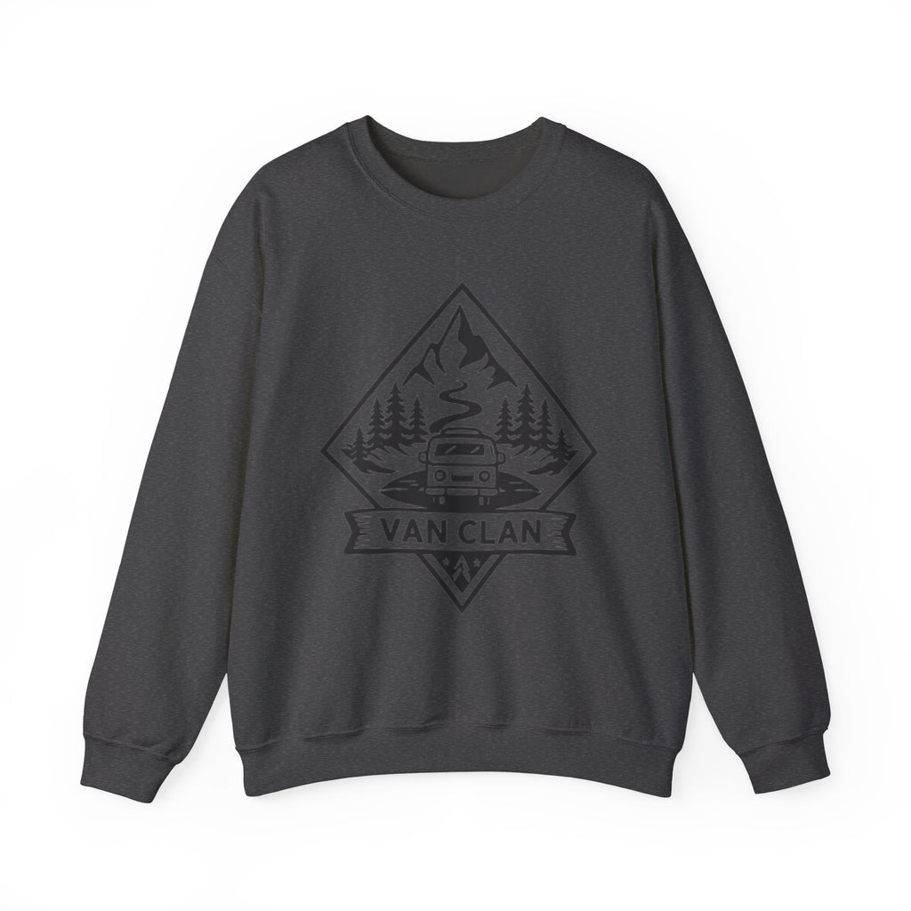 Van Clan Crewneck Sweatshirt | Vintage Camper Van Mountain Graphic