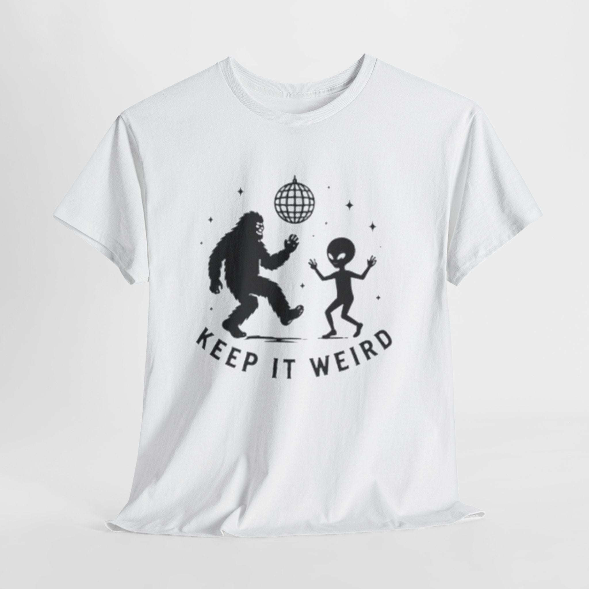 Keep It Weird T-Shirt | Dancing Bigfoot & Alien Disco Tee