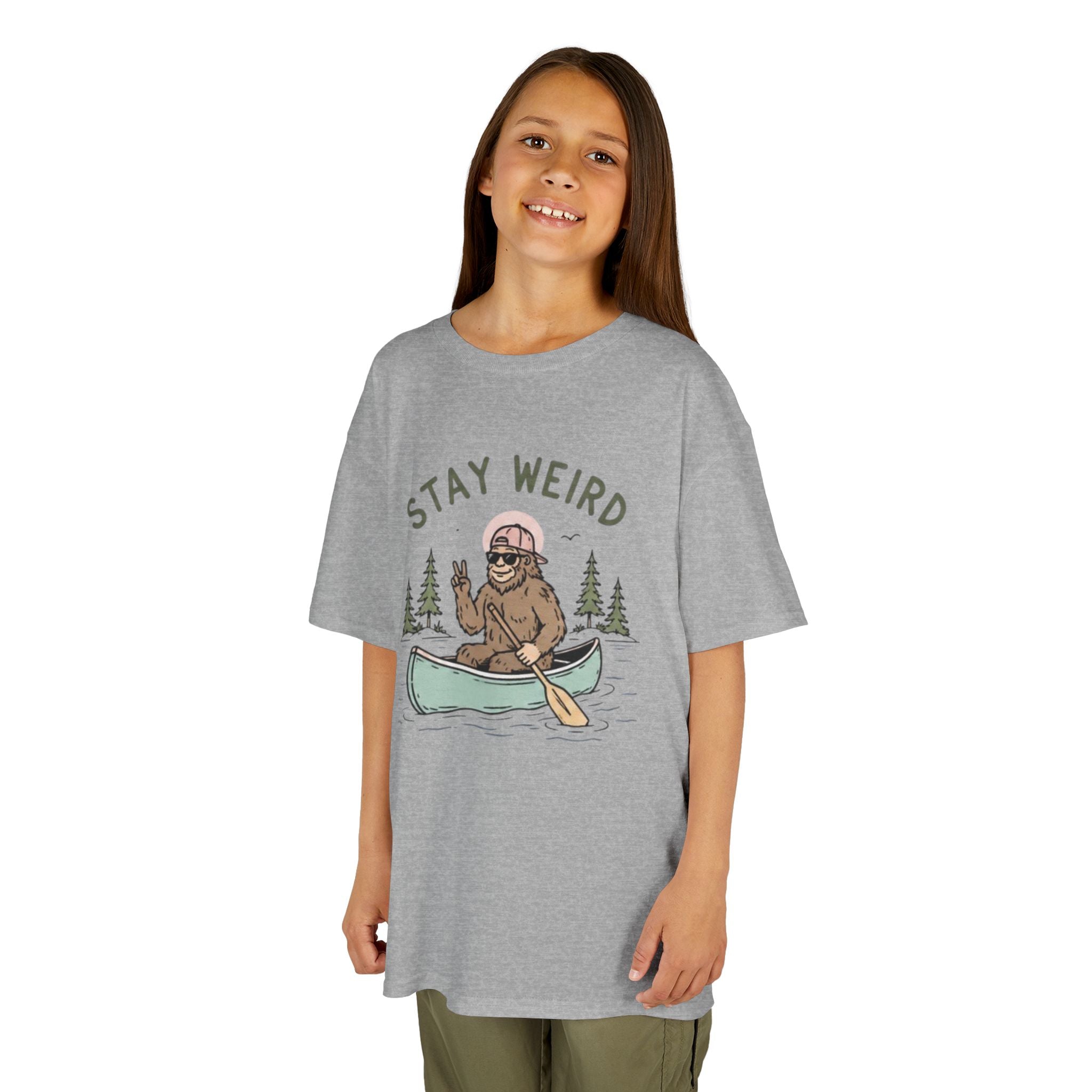 Kids Tee | "Stay Weird" Canoe Sasquatch Graphic