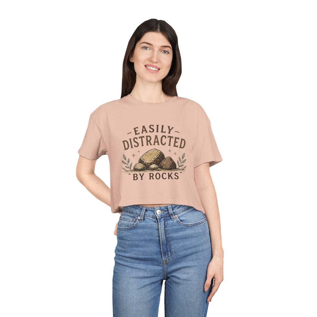 Easily Distracted by Rocks Crop Tee