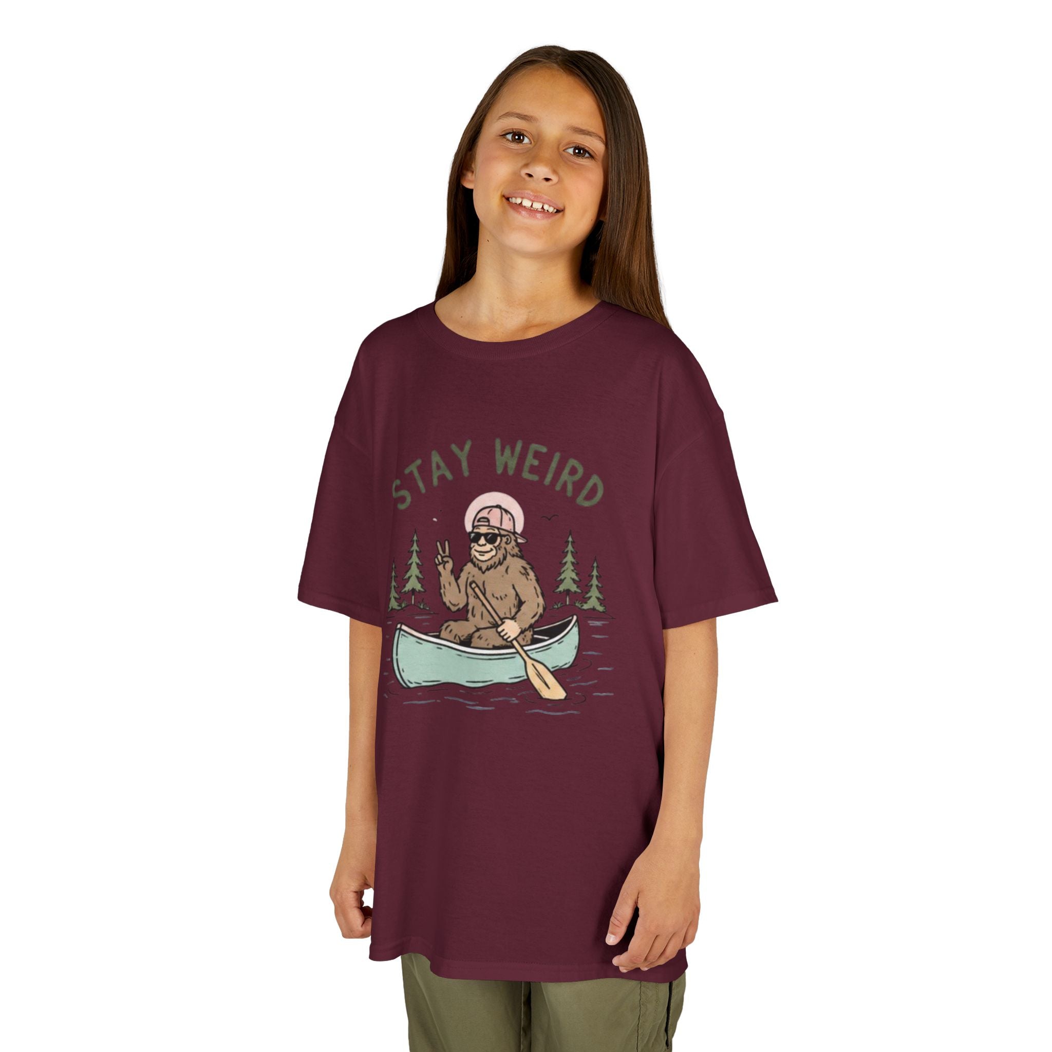 Kids Tee | "Stay Weird" Canoe Sasquatch Graphic