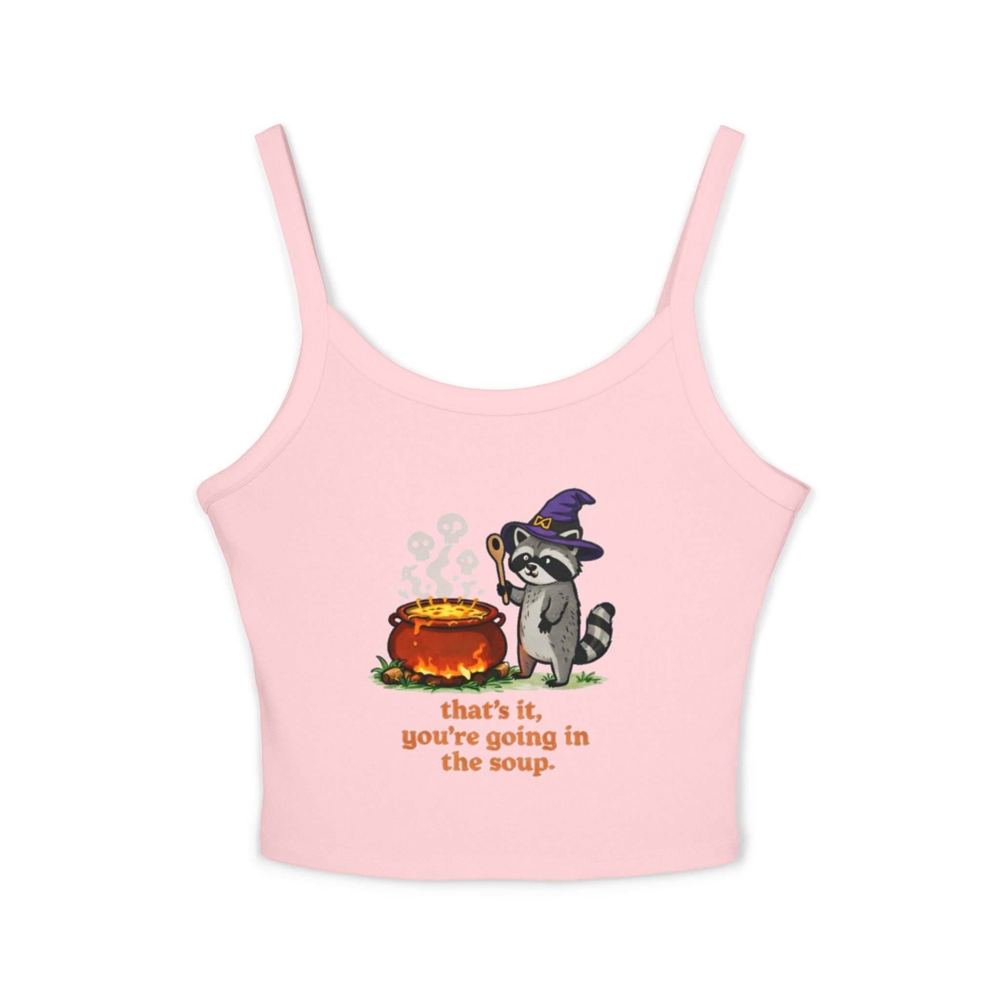 Witch Raccoon Tank Top | "Thats It, Youre Going in the Soup" Cute Halloween Crop