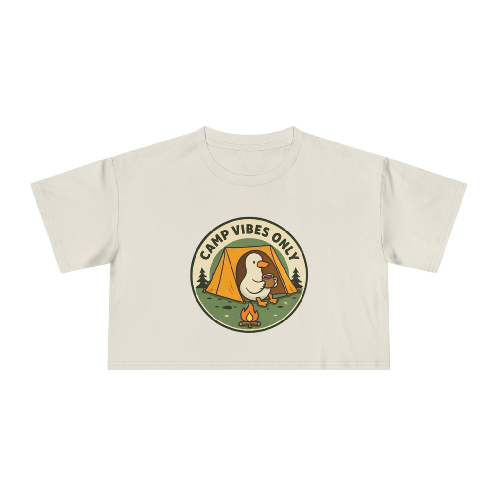 Camp Vibes Only Crop Tee | Cute Camping Goose Graphic
