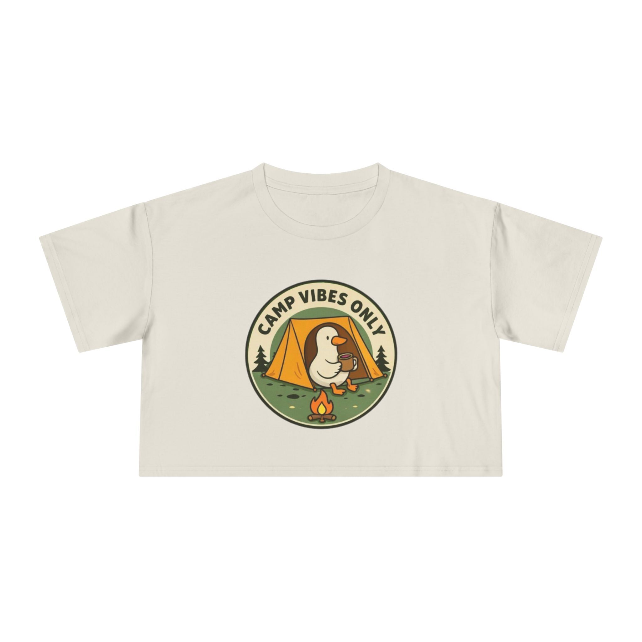 Camp Vibes Only Crop Tee | Cute Camping Goose Graphic